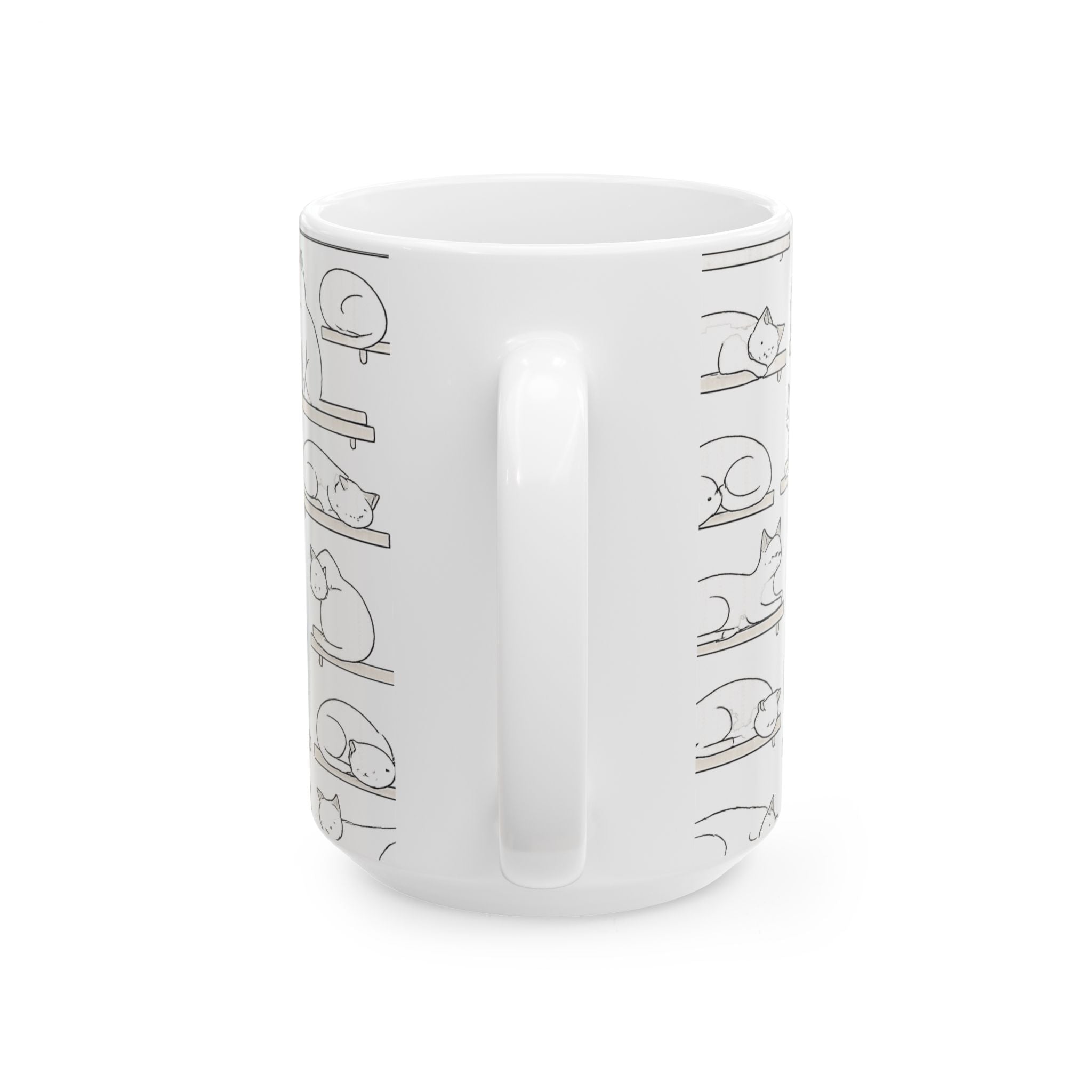 Delicate Cats On Shelves Full Wrap Coffee Mug | Cats Gift | Ceramic Mug