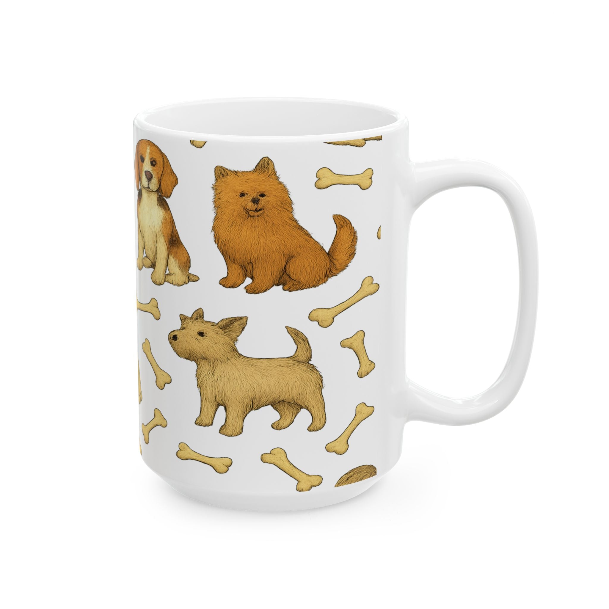 Botanical Dogs With Bones Full Wrap Coffee Mug | Dogs Gift | Ceramic Mug