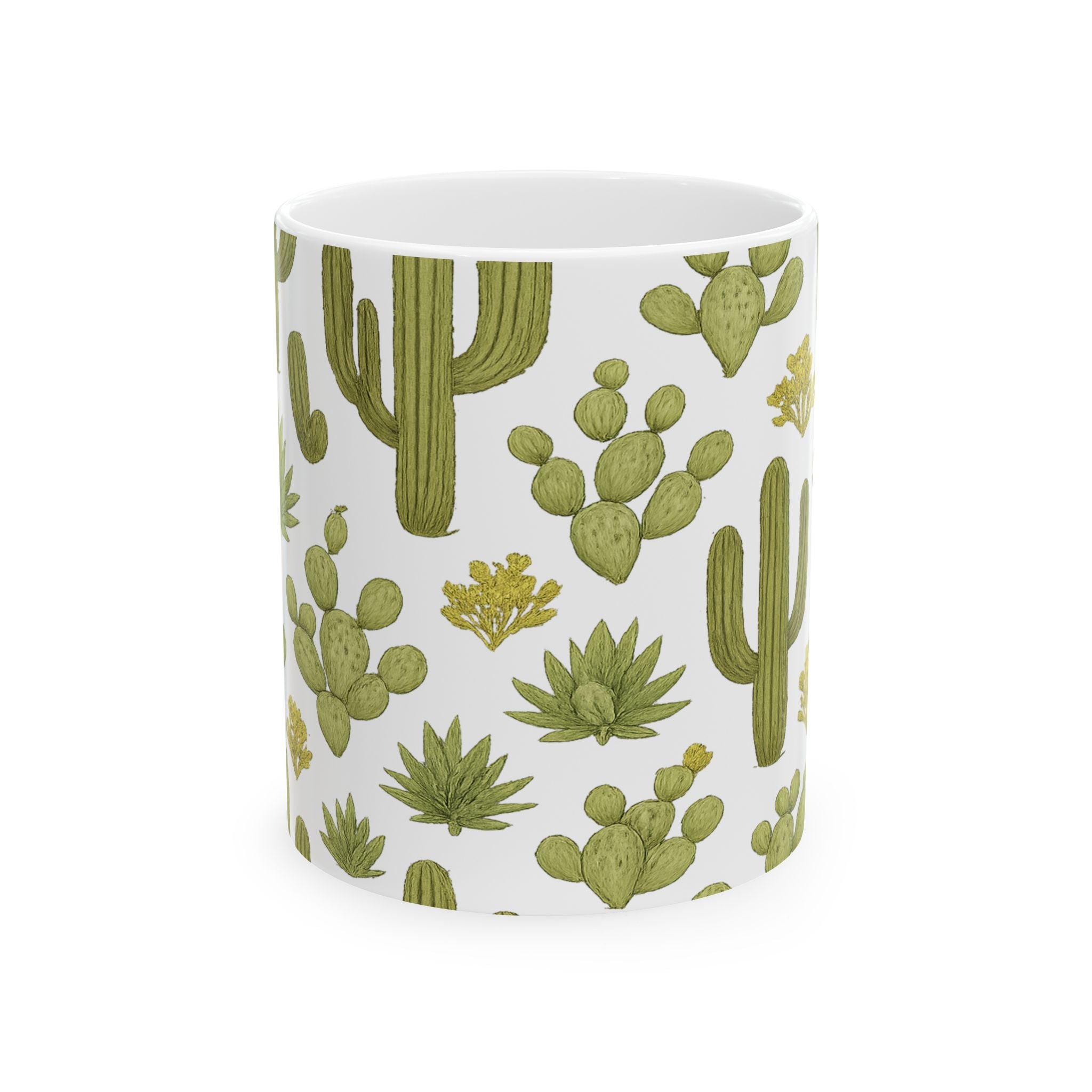 Botanical Saguaro Cactus Desert Full Wrap Coffee Mug | Cactus Gift | Ceramic Mug