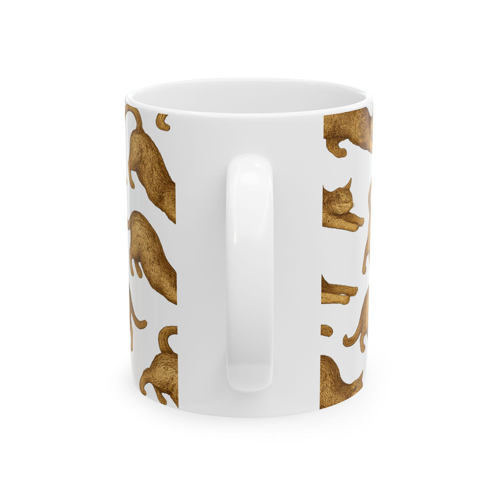 Vintage Stretching Cats Full Wrap Coffee Mug | Cats Gift | Ceramic Mug