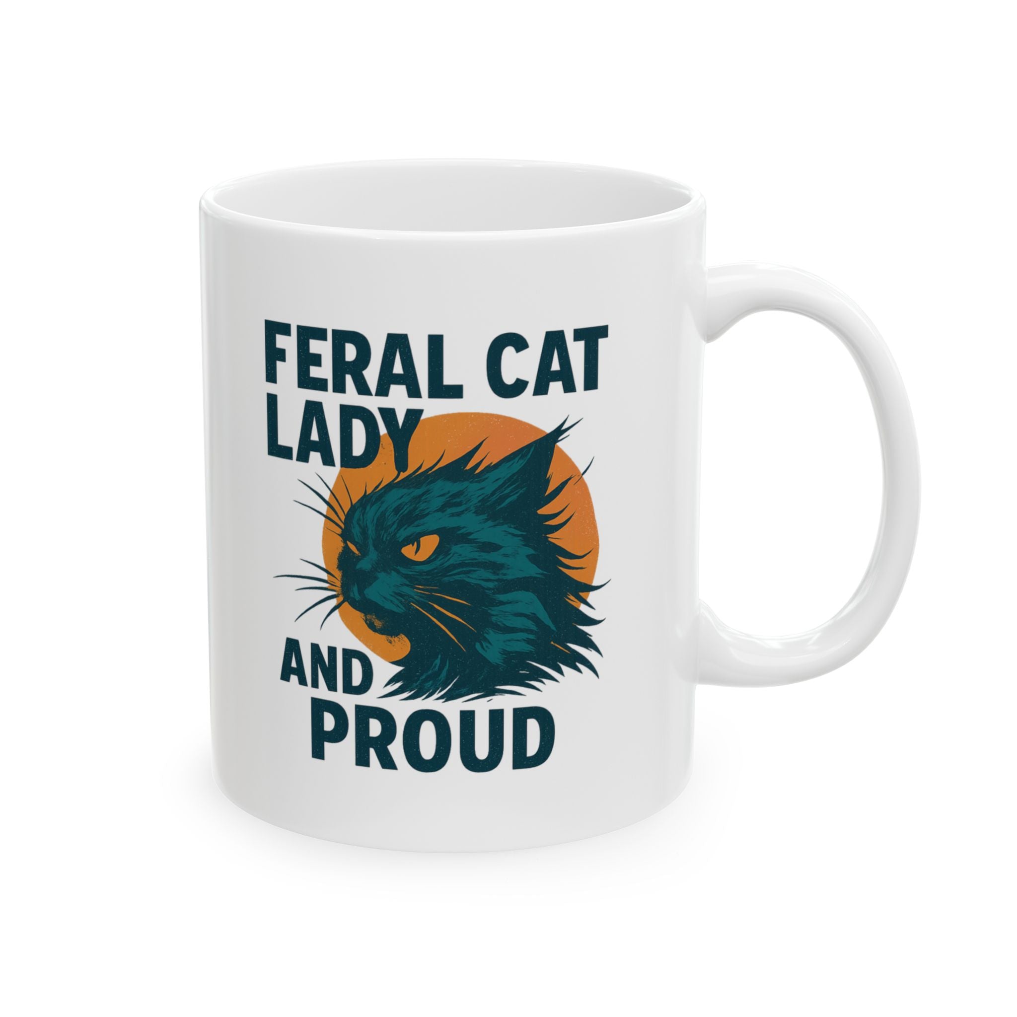 Feral Cat Lady And Proud Coffee Mug | Cat Lover Gift | Ceramic Mug