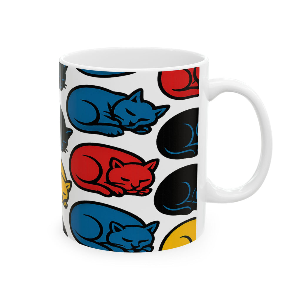 Bold Sleeping Cats Full Wrap Coffee Mug | Cats Gift | Ceramic Mug