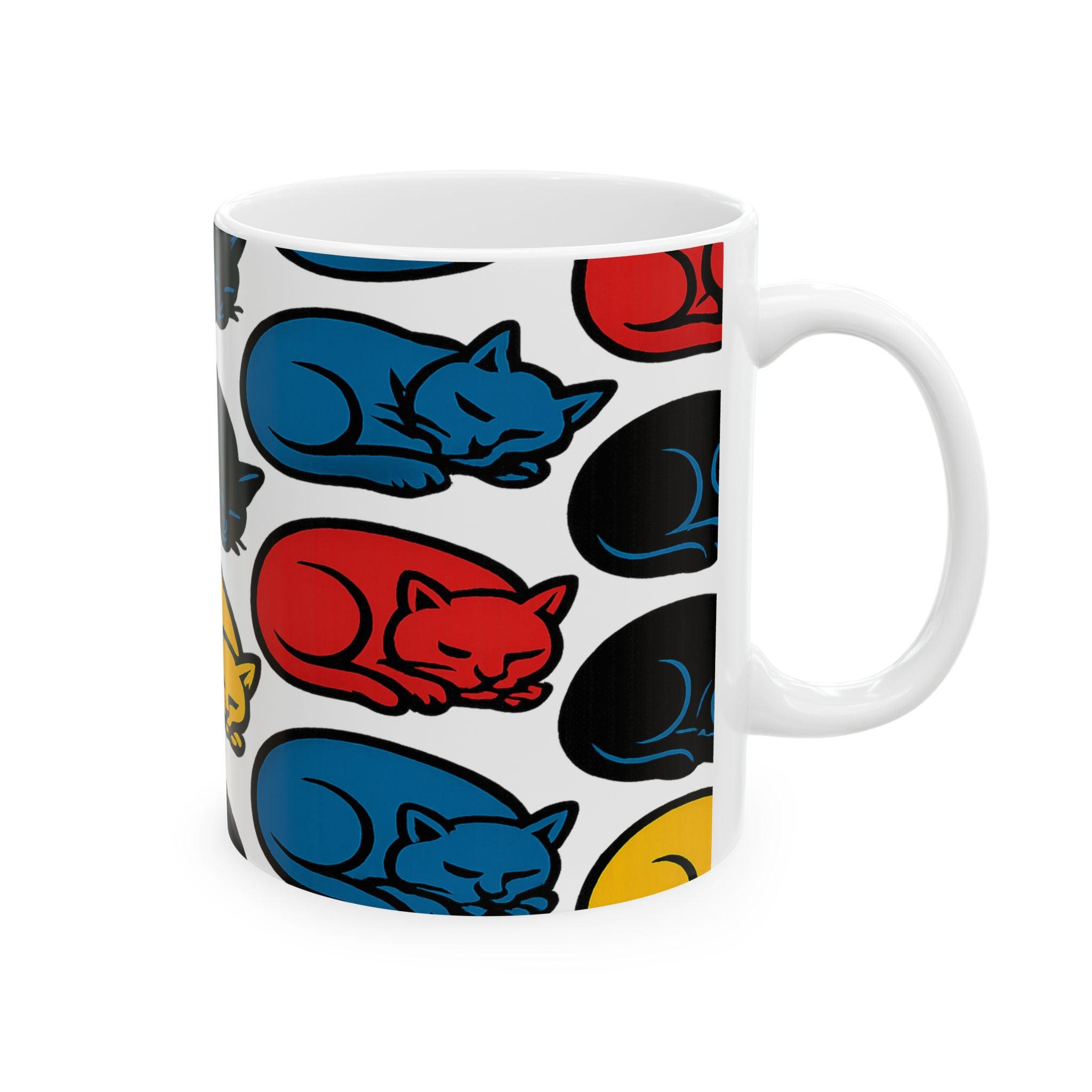 Bold Sleeping Cats Full Wrap Coffee Mug | Cats Gift | Ceramic Mug