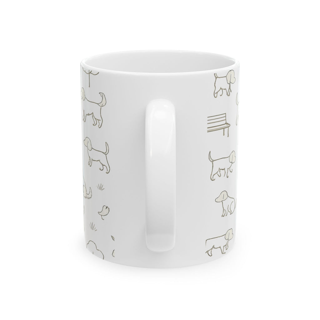 Delicate Dogs At Park Full Wrap Coffee Mug | Dogs Gift | Ceramic Mug