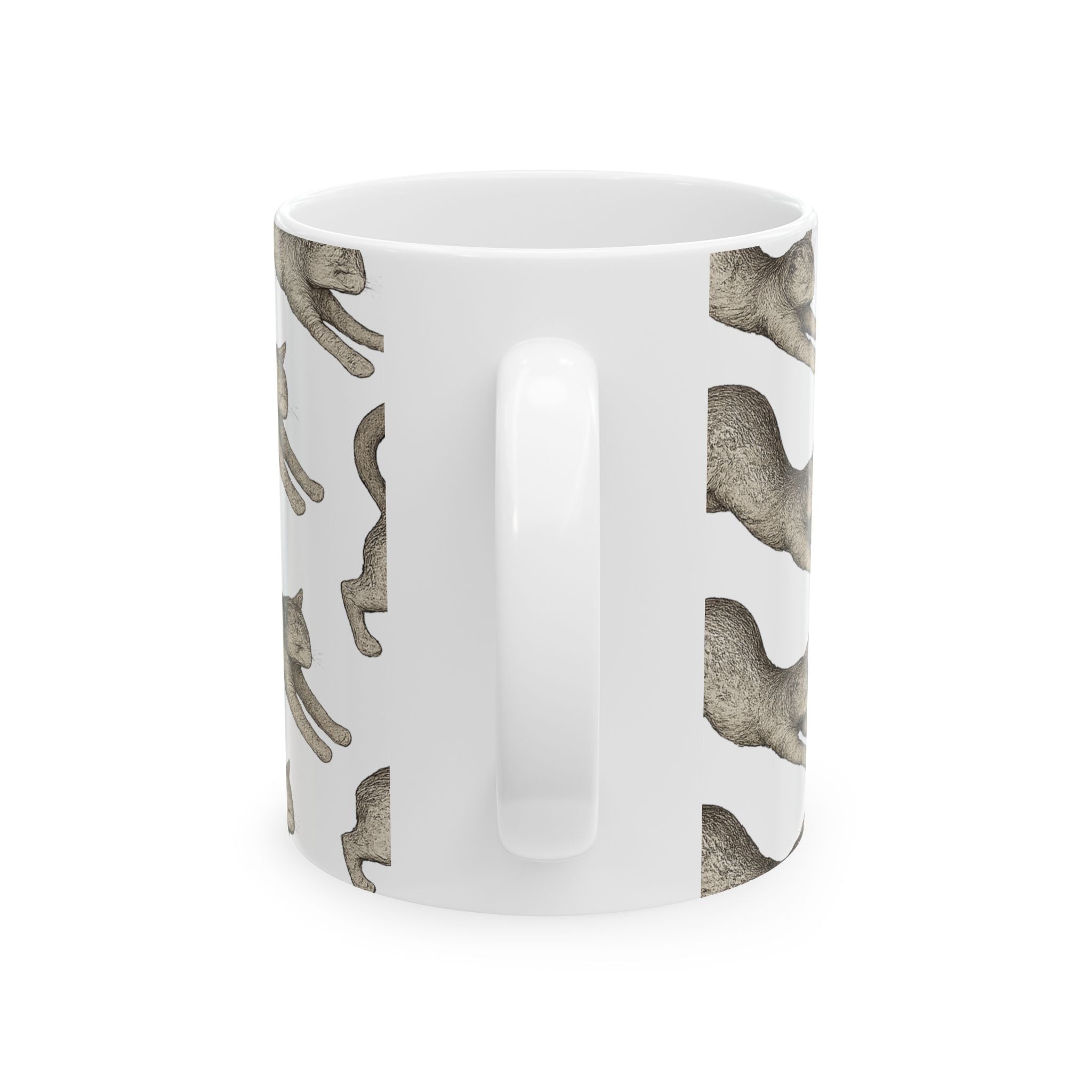 Botanical Stretching Cats Full Wrap Coffee Mug | Cats Gift | Ceramic Mug