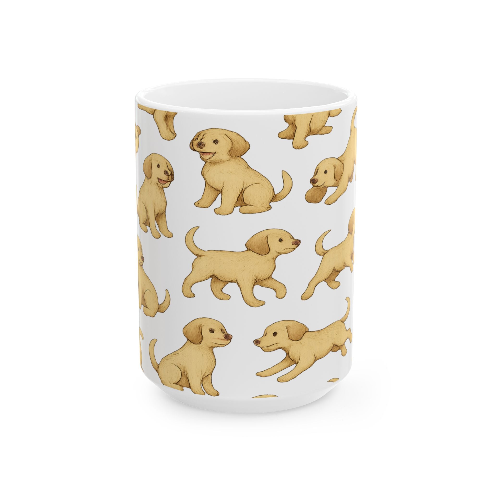 Botanical Playful Puppies Full Wrap Coffee Mug | Dogs Gift | Ceramic Mug