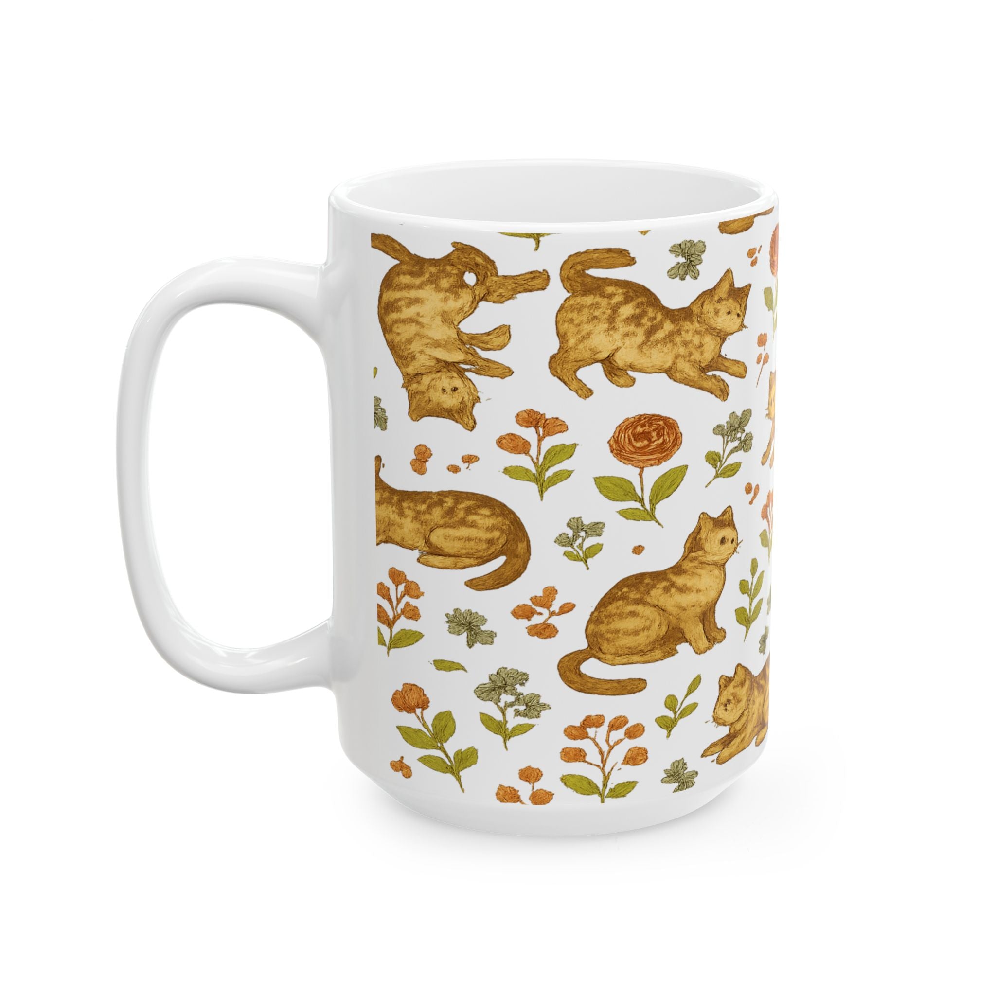 Vintage Playful Cats Full Wrap Coffee Mug | Cats Gift | Ceramic Mug