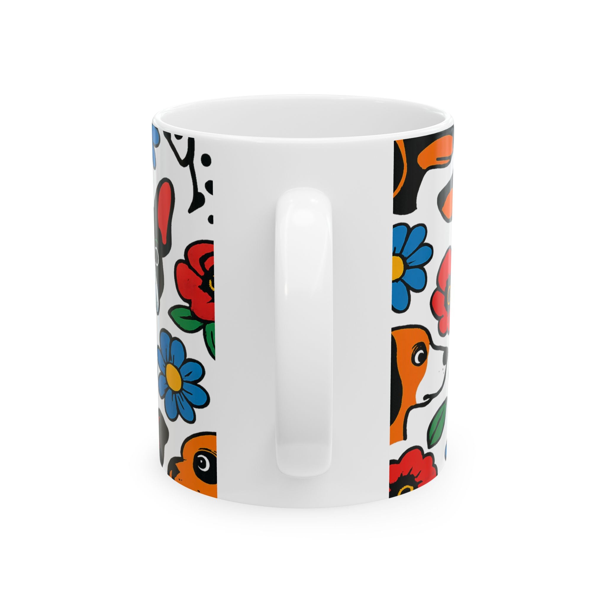 Bold Dogs And Flowers Full Wrap Coffee Mug | Dogs Gift | Ceramic Mug