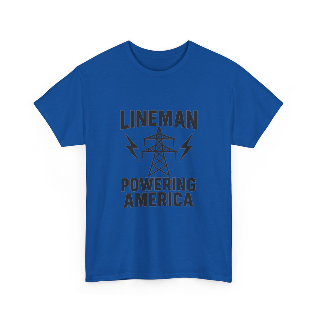 Lineman Powering America Electrician T-Shirt | Unique Gift | Graphic Tee