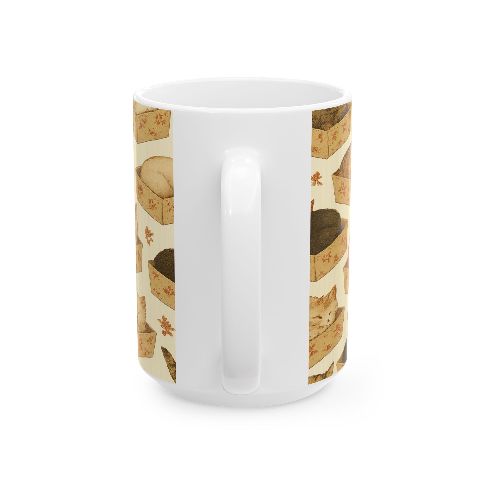Vintage Cats In Boxes Full Wrap Coffee Mug | Cats Gift | Ceramic Mug
