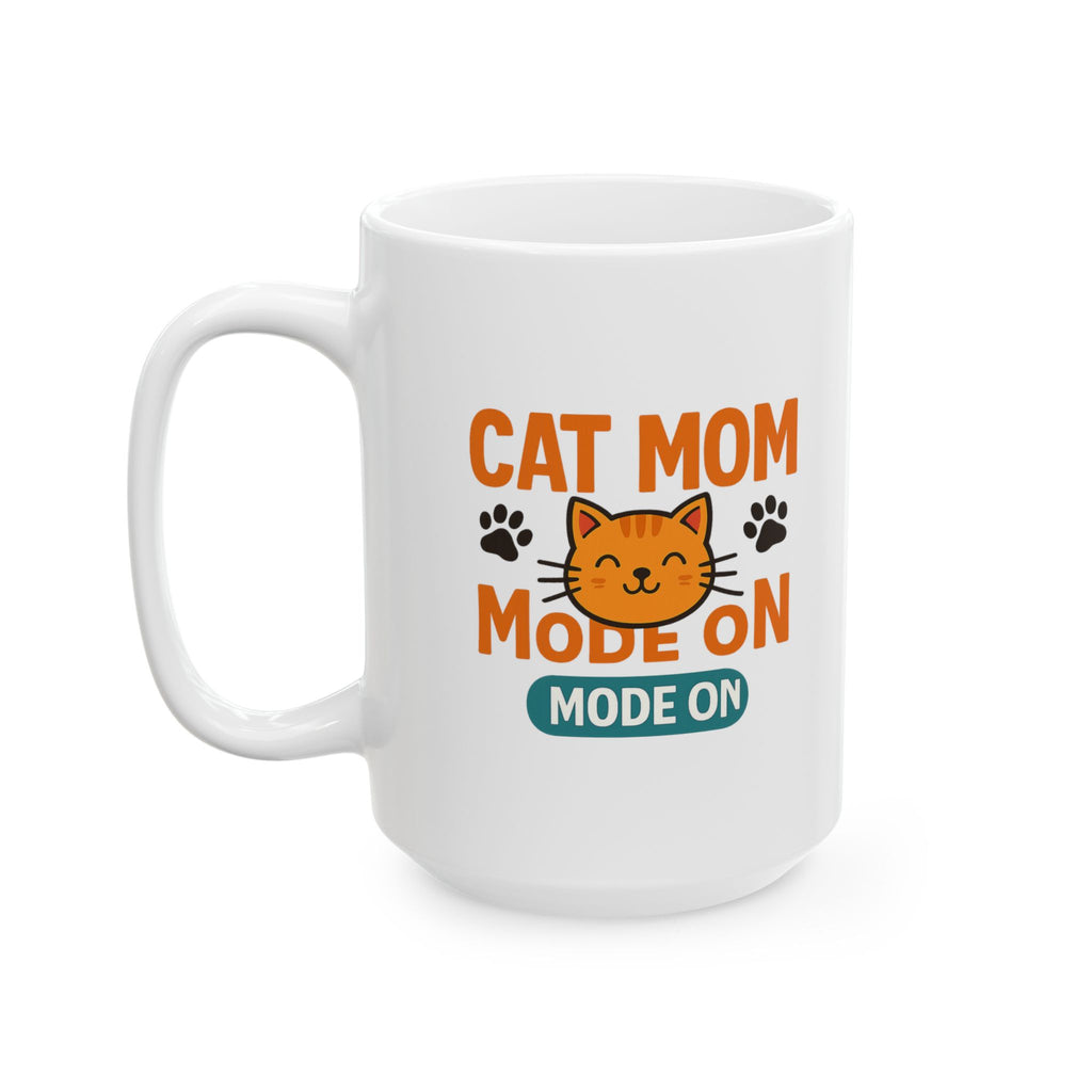 Fueled By Coffee And Cat Cuddles Coffee Mug | Cat Mom Gift | Ceramic Mug