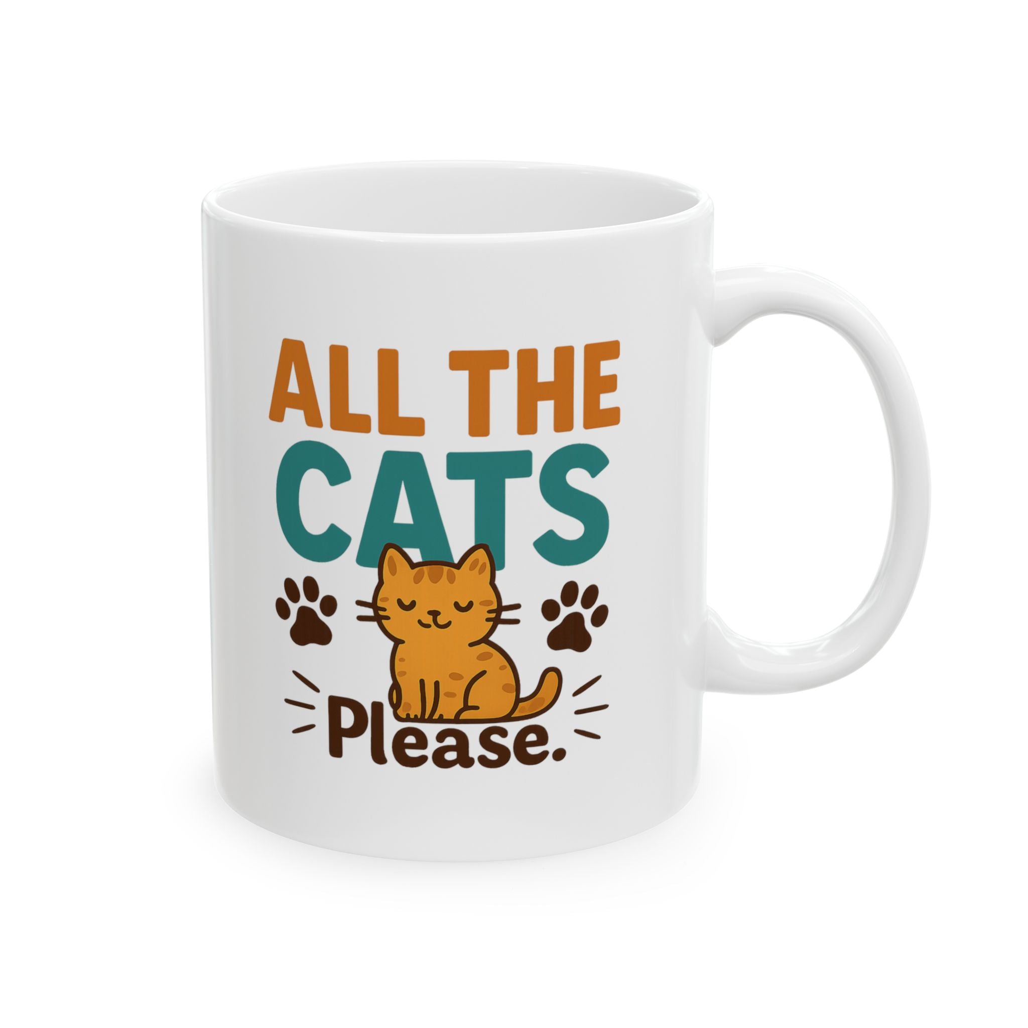 All My Kids Have Four Paws Coffee Mug | Funny Cat Mom Humor | Ceramic Mug