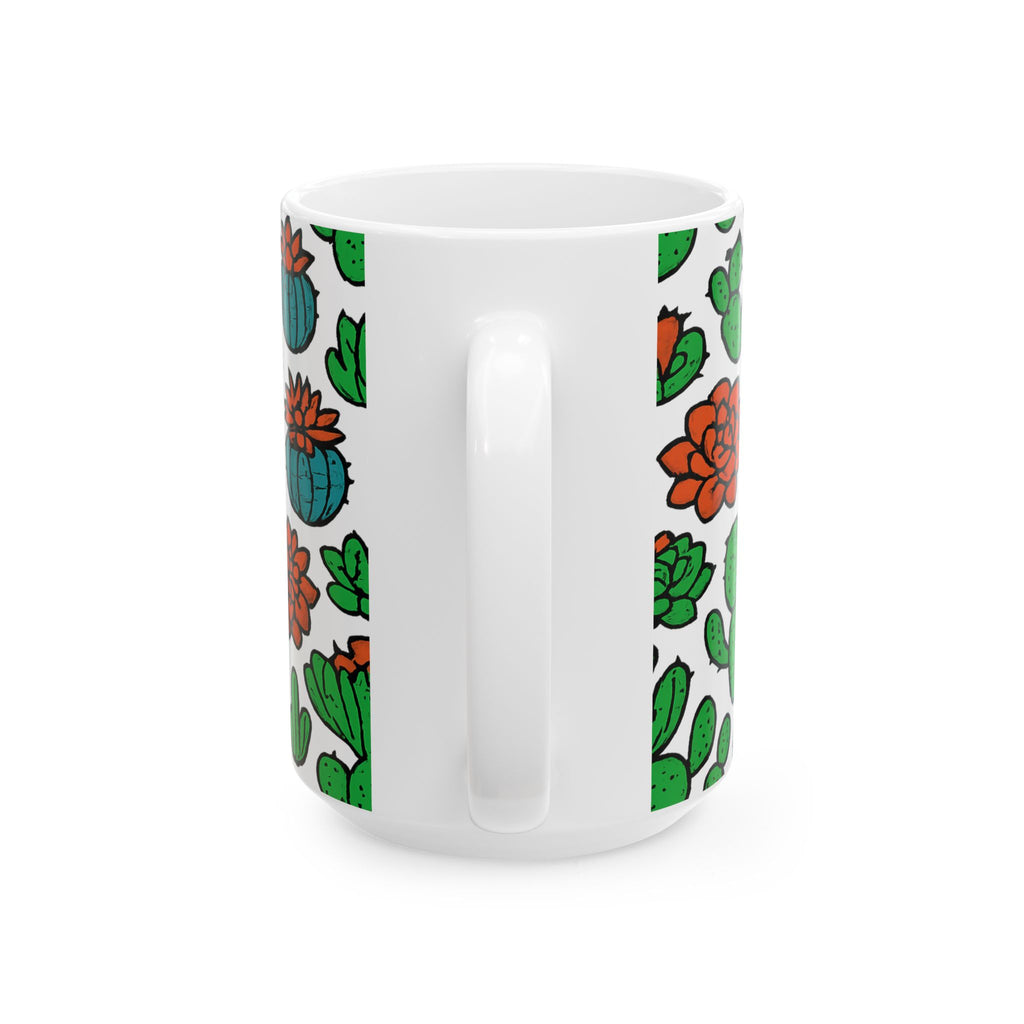 Bold Desert Garden Succulents Pattern Coffee Mug | Cactus Lover Gift | Ceramic Mug