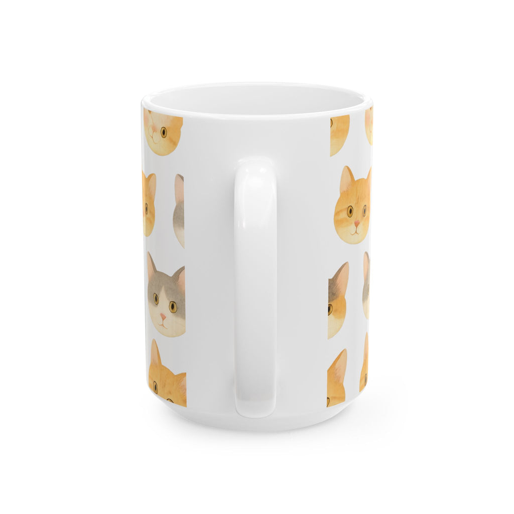 Watercolor Cat Faces Full Wrap Coffee Mug | Cats Gift | Ceramic Mug