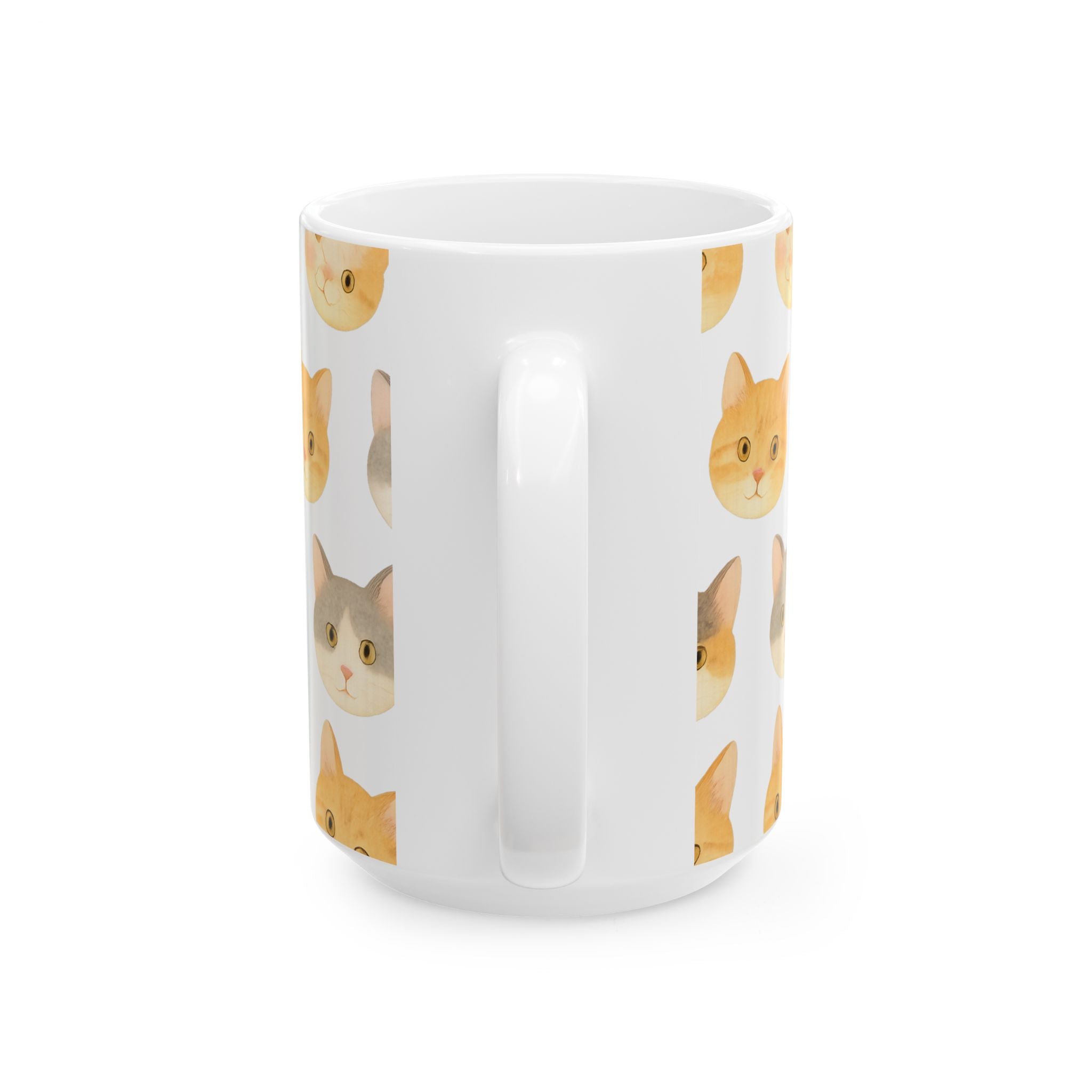 Watercolor Cat Faces Full Wrap Coffee Mug | Cats Gift | Ceramic Mug