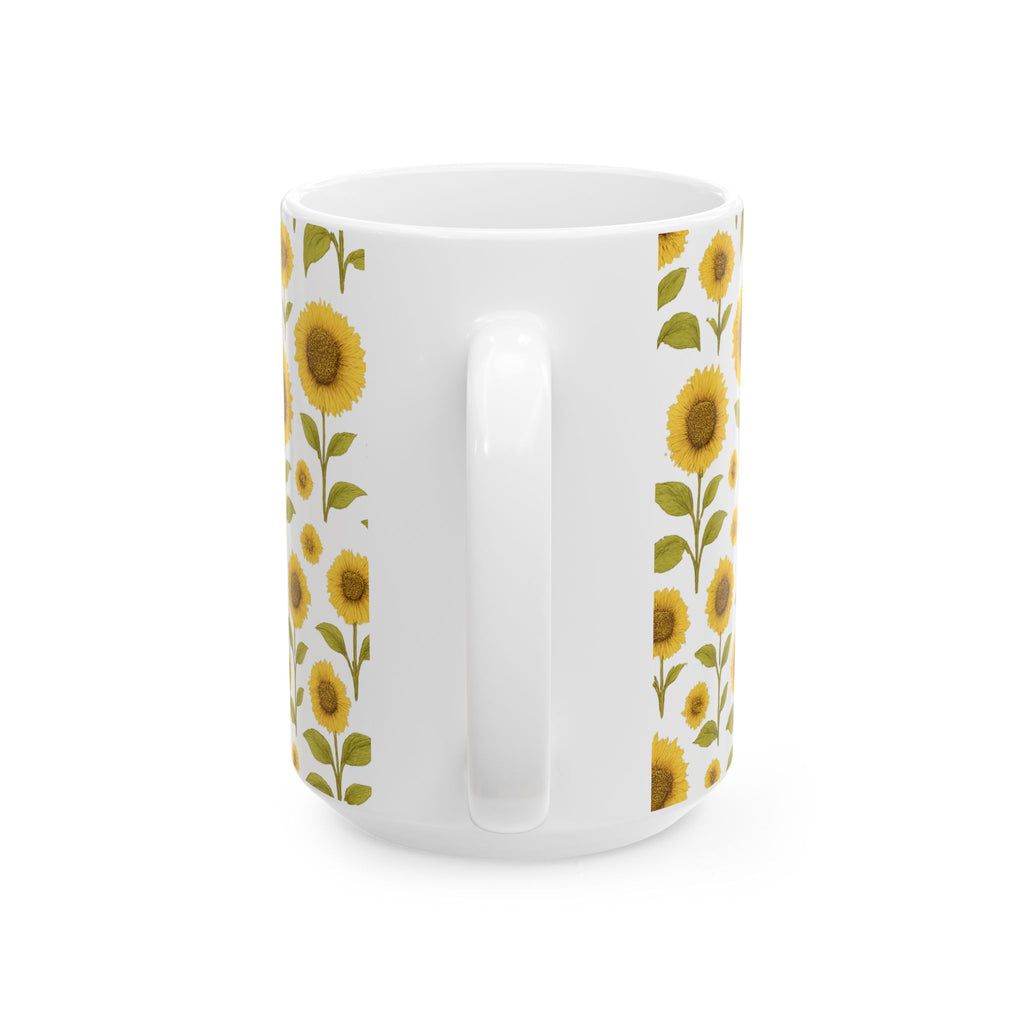 Vintage Sunflower Field Full Wrap Coffee Mug | Flowers Gift | Ceramic Mug
