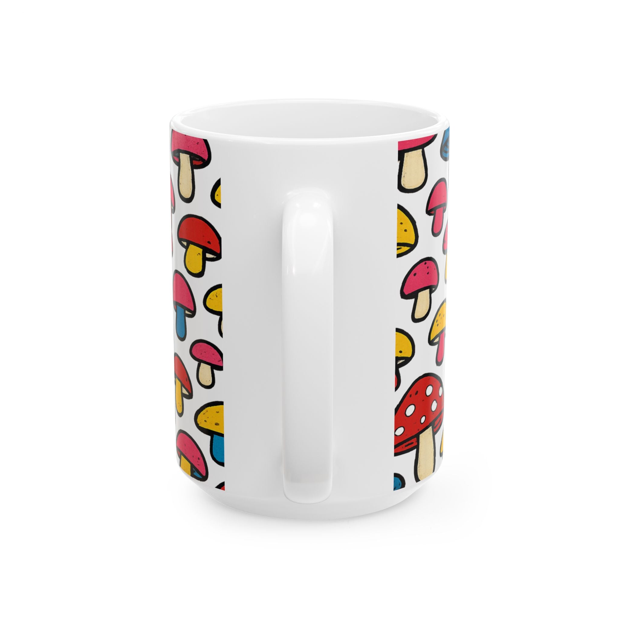Bold Colorful Mushrooms Full Wrap Coffee Mug | Mushrooms Gift | Ceramic Mug