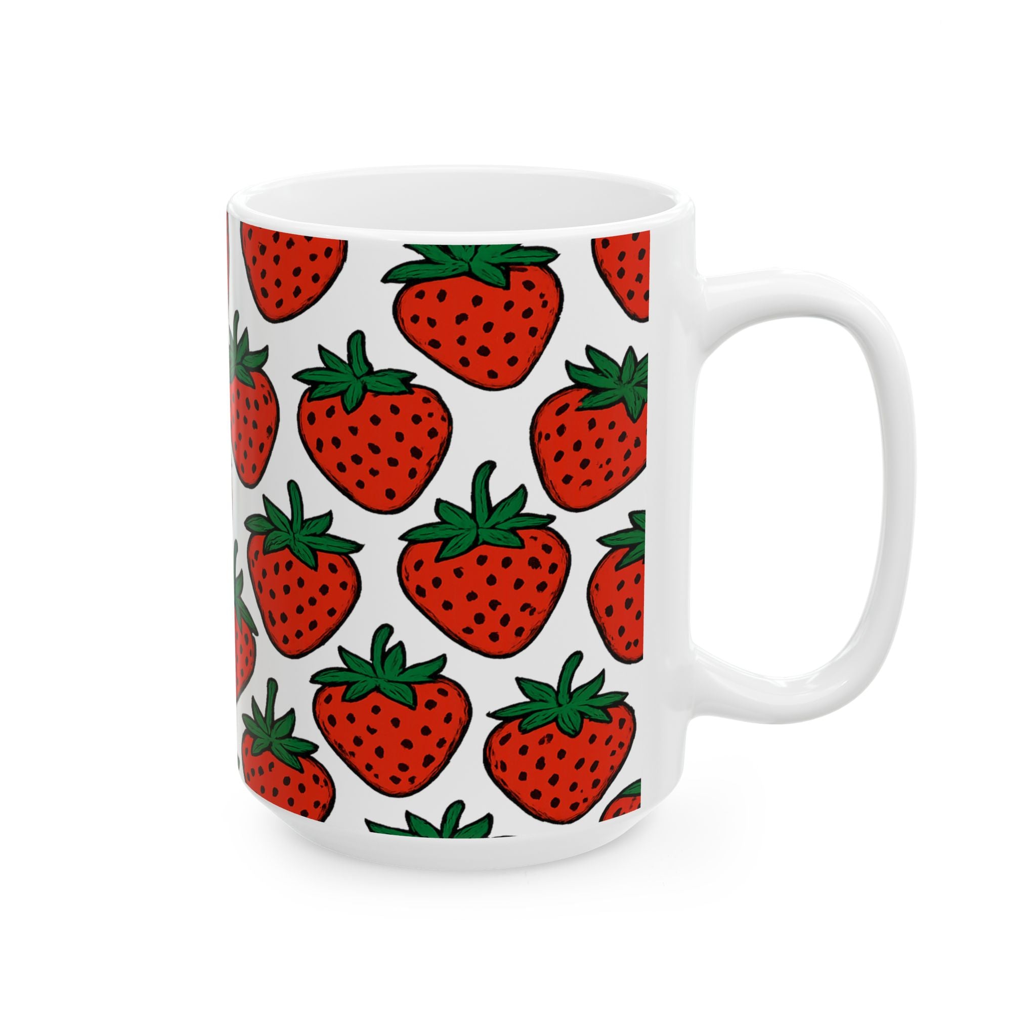 Bold Strawberries Pattern Coffee Mug | Fruit Lover Gift | Ceramic Mug