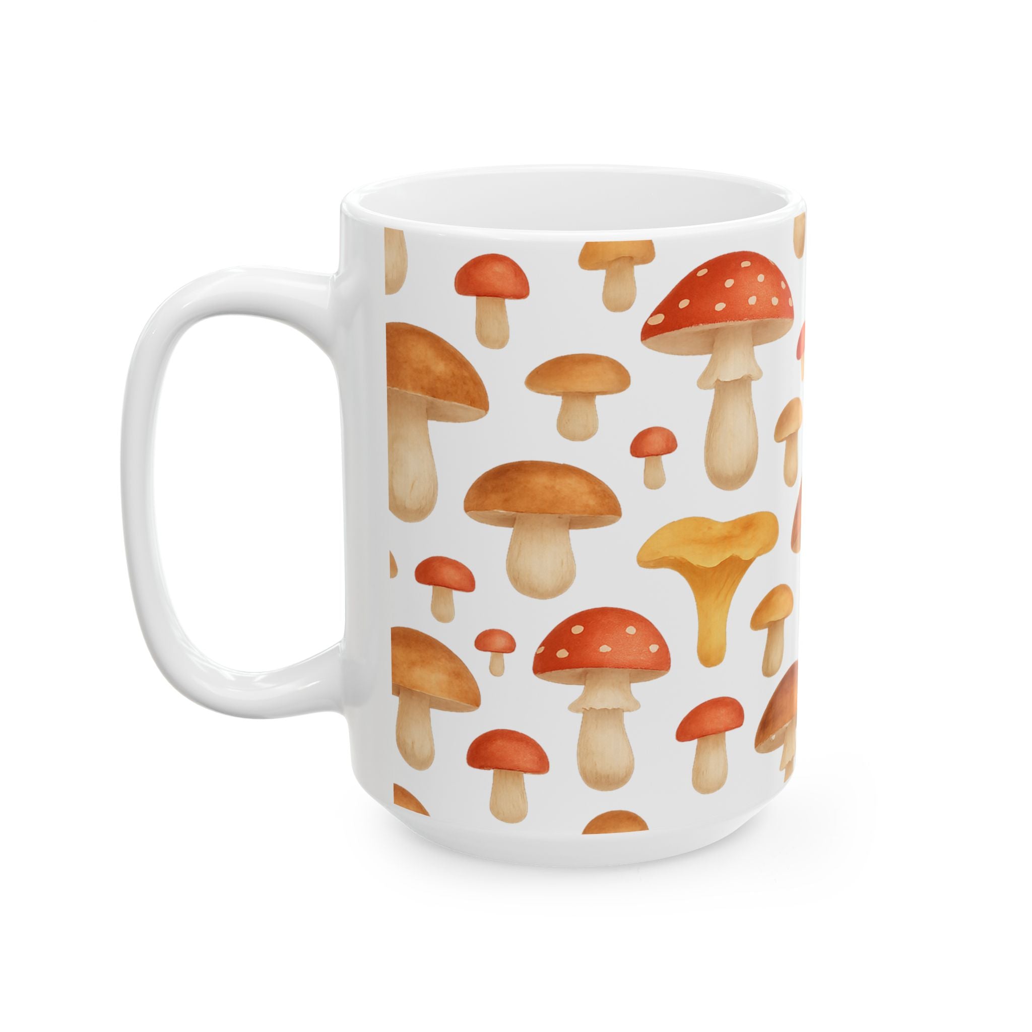 Watercolor Forest Mushrooms Full Wrap Coffee Mug | Mushrooms Gift | Ceramic Mug