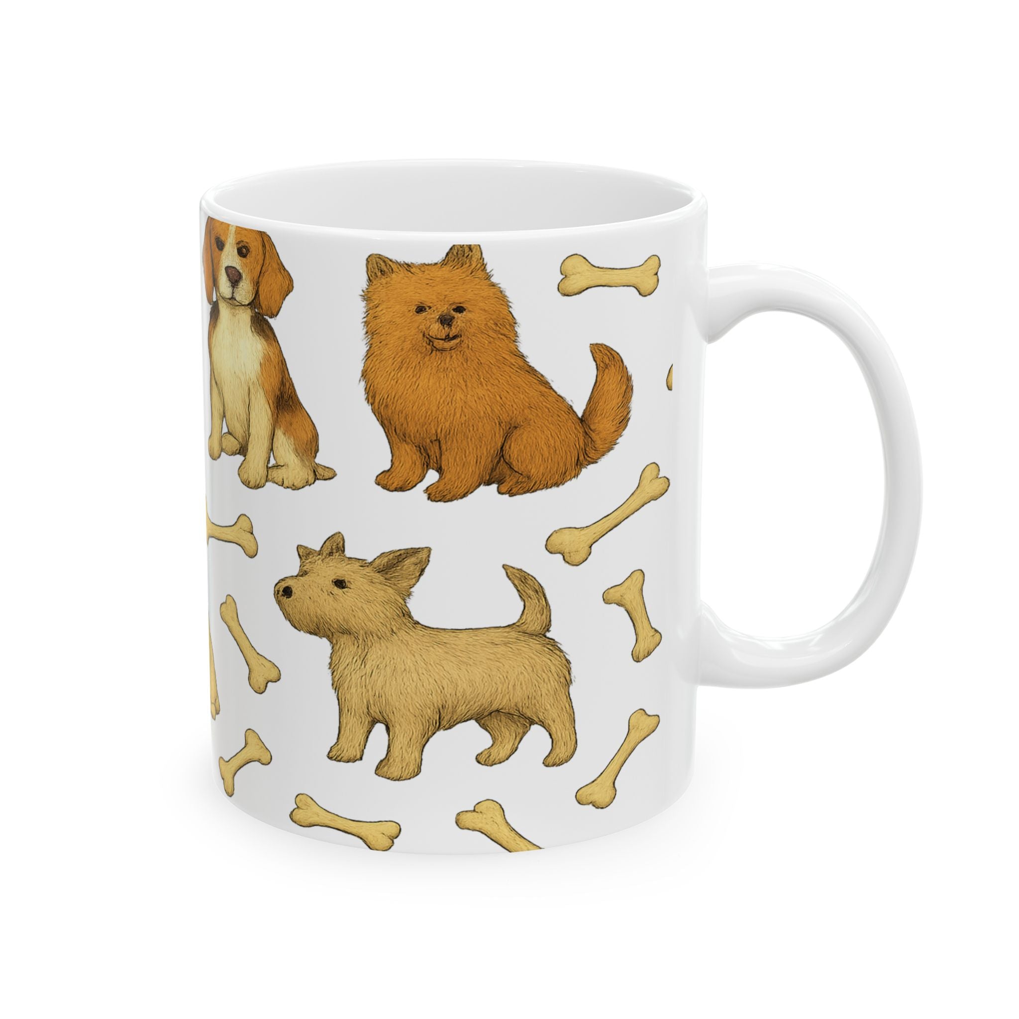 Botanical Dogs With Bones Full Wrap Coffee Mug | Dogs Gift | Ceramic Mug