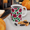 Bold Pink Rose Garden Full Wrap Coffee Mug | Flowers Gift | Ceramic Mug