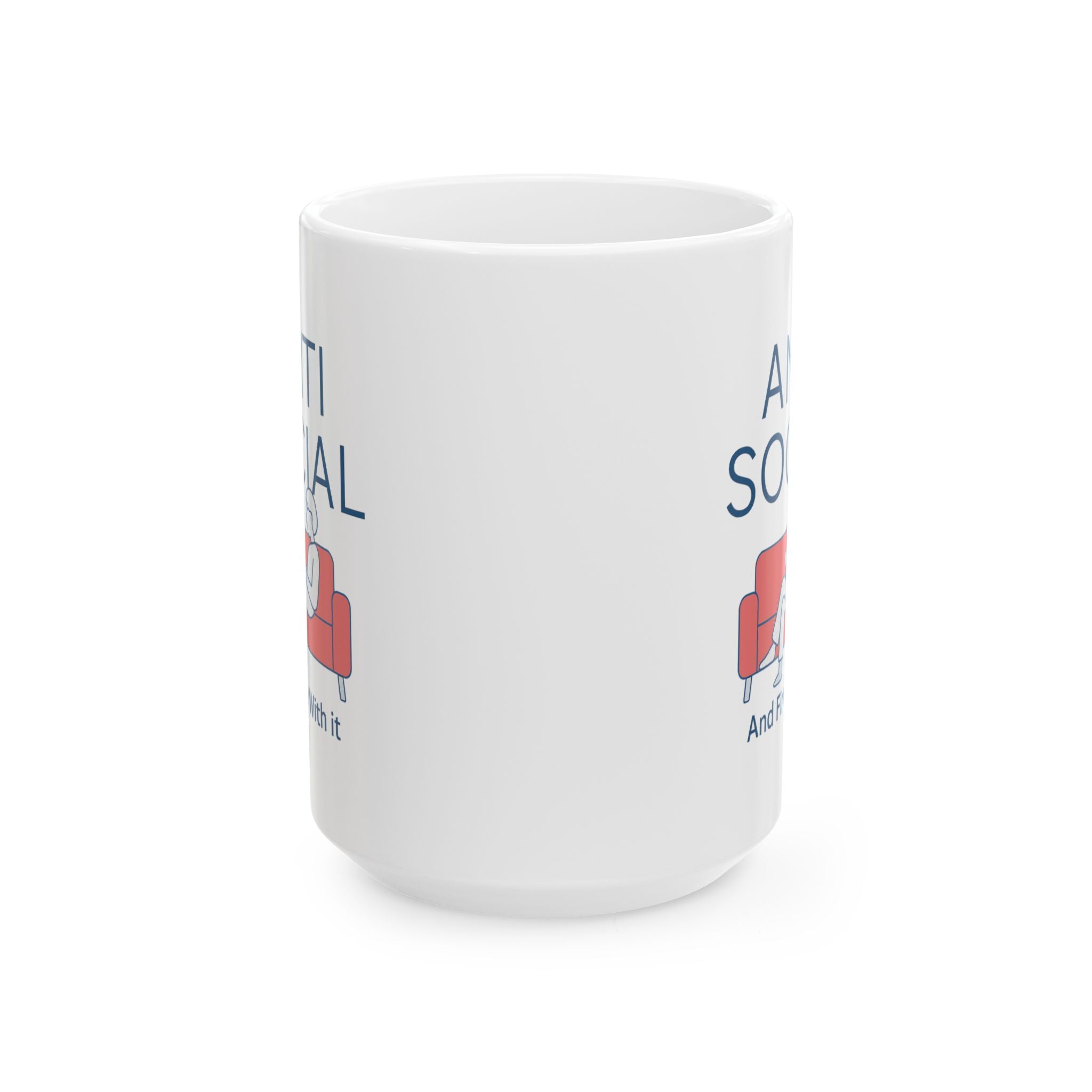 Anti Social But Make It Caffeinated Coffee Mug | Funny Antisocial Gift | Ceramic Mug