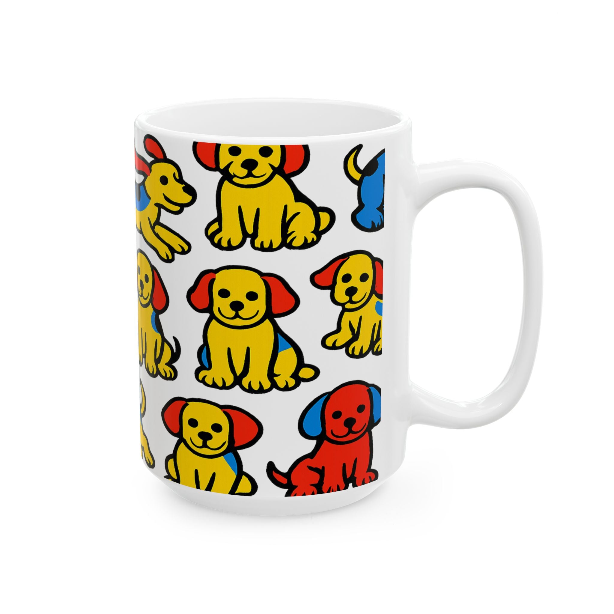 Bold Playful Puppies Full Wrap Coffee Mug | Dogs Gift | Ceramic Mug