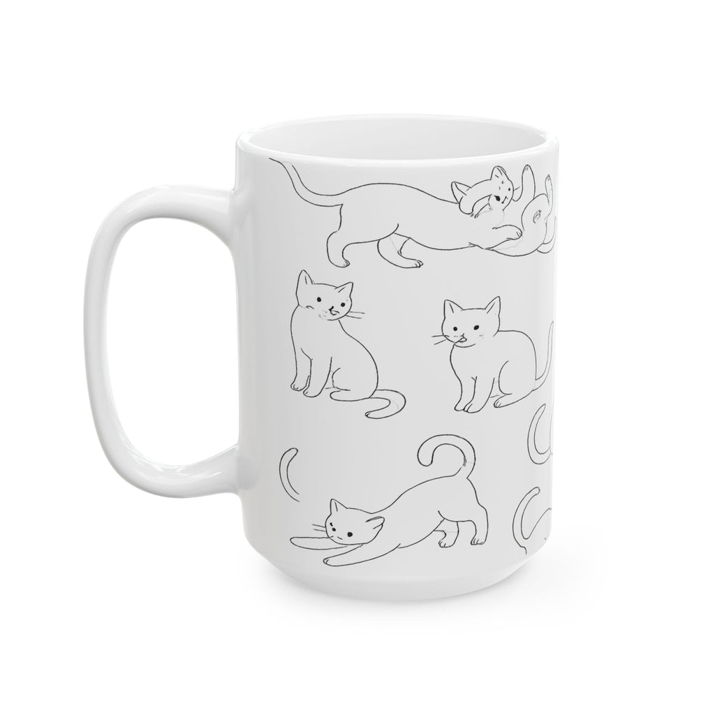 Delicate Playful Cats Full Wrap Coffee Mug | Cats Gift | Ceramic Mug