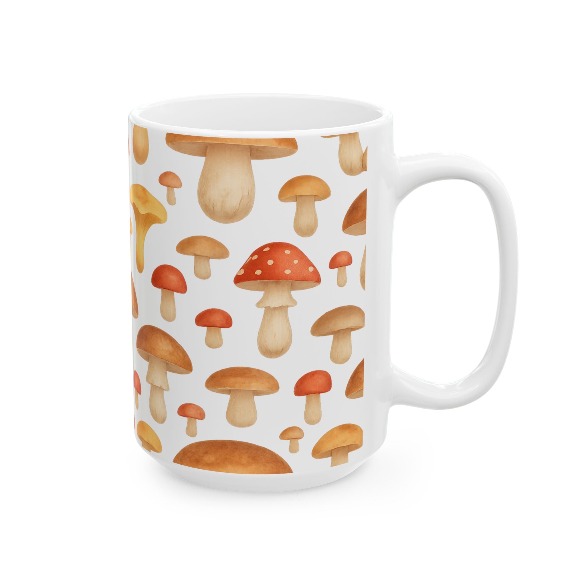 Watercolor Forest Mushrooms Full Wrap Coffee Mug | Mushrooms Gift | Ceramic Mug