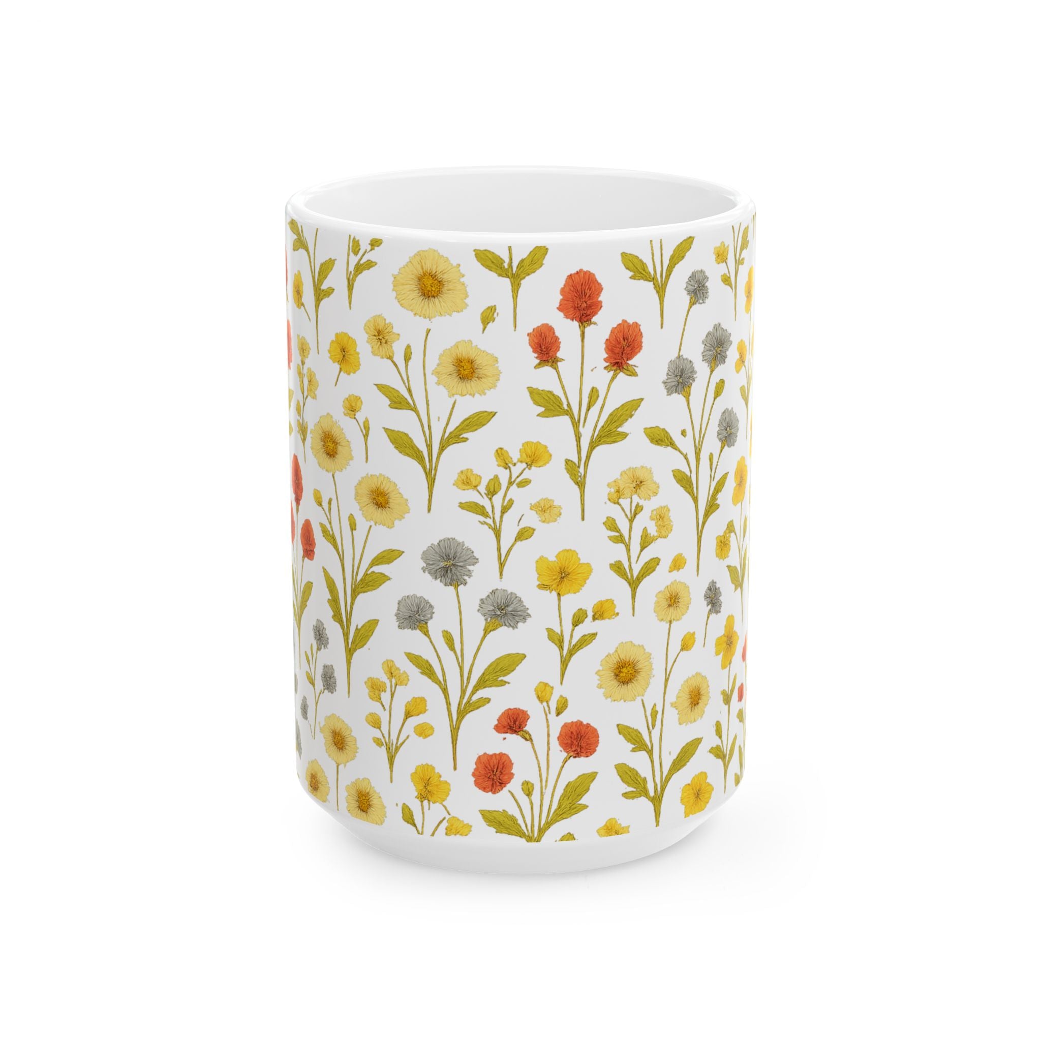 Vintage Wildflower Meadow Full Wrap Coffee Mug | Flowers Gift | Ceramic Mug