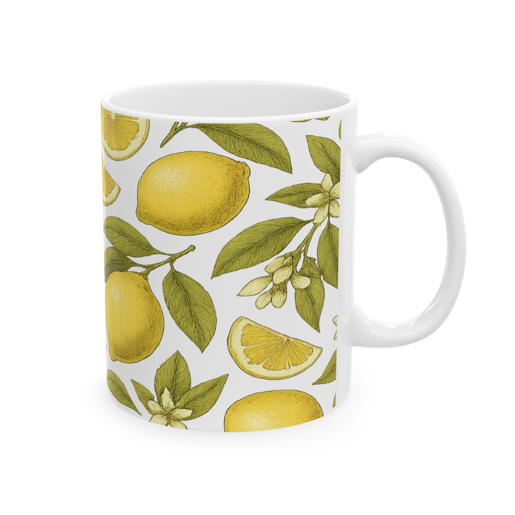 Botanical Lemons Pattern Coffee Mug | Fruit Lover Gift | Ceramic Mug