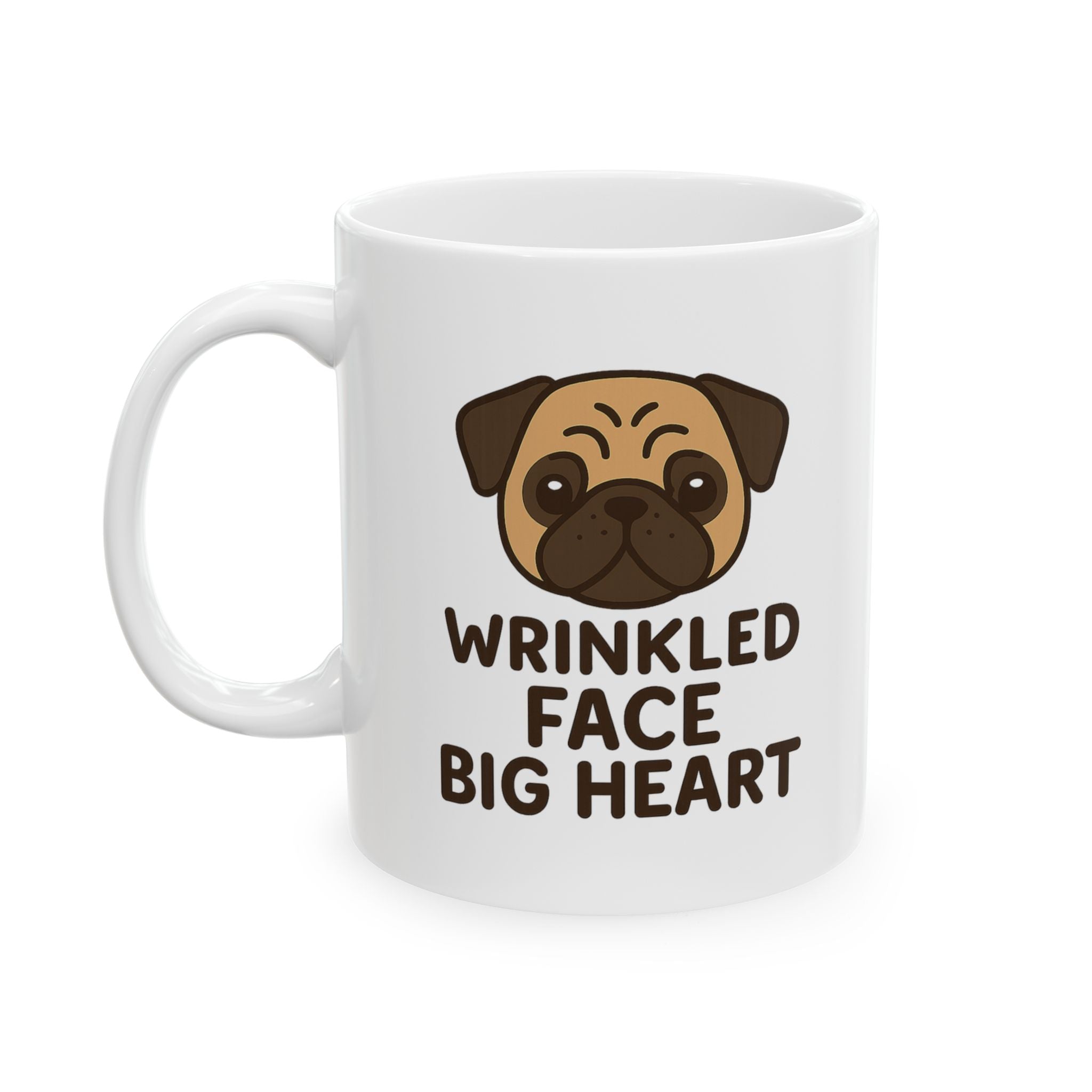 Pug Mom Wrinkled Face Big Heart Coffee Mug | Gift for Mom | Ceramic Mug