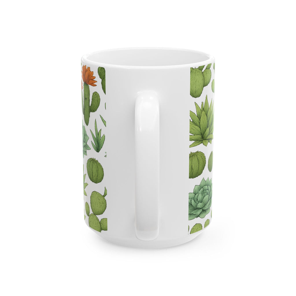 Botanical Desert Garden Succulents Full Wrap Coffee Mug | Cactus Gift | Ceramic Mug
