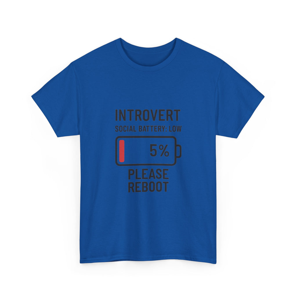 Introvert Social Battery Low Please Reboot T-Shirt | Unique Gift | Graphic Tee