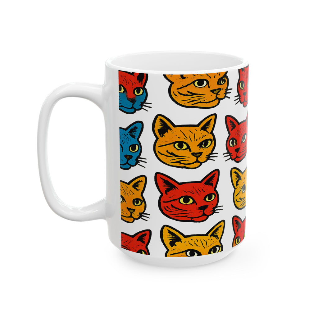 Bold Cat Faces Full Wrap Coffee Mug | Cats Gift | Ceramic Mug
