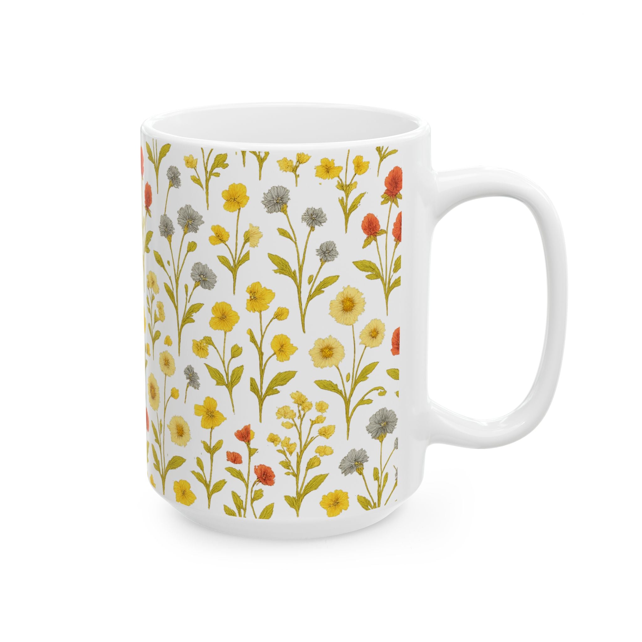 Vintage Wildflower Meadow Full Wrap Coffee Mug | Flowers Gift | Ceramic Mug
