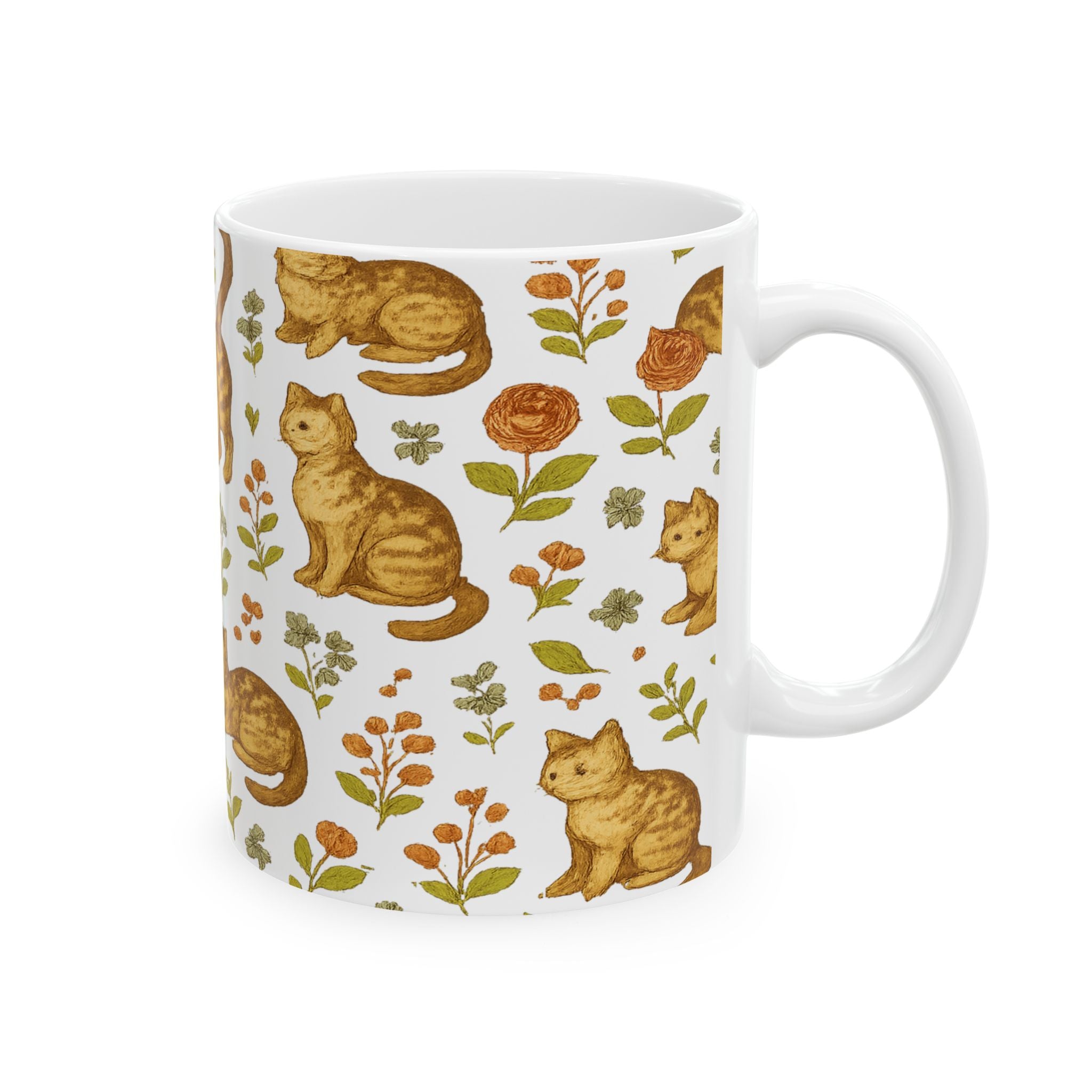 Vintage Playful Cats Full Wrap Coffee Mug | Cats Gift | Ceramic Mug