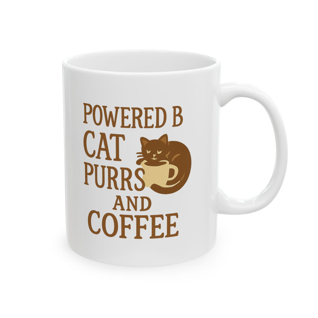 Powered By Cat Purrs And Coffee Coffee Mug | Cat Lover Gift | Ceramic Mug