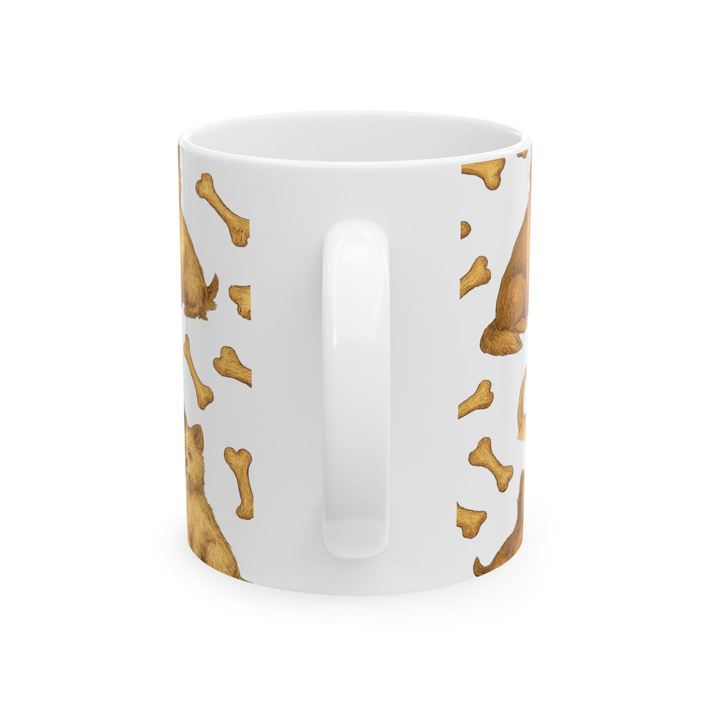 Vintage Dogs With Bones Full Wrap Coffee Mug | Dogs Gift | Ceramic Mug