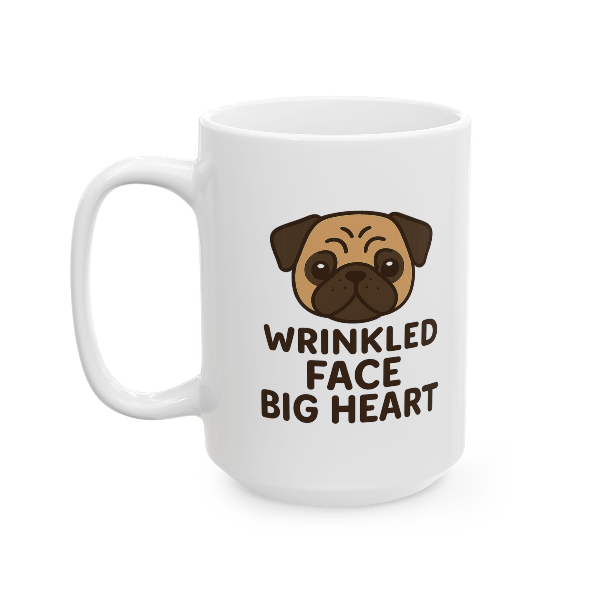 Pug Mom Wrinkled Face Big Heart Coffee Mug | Gift for Mom | Ceramic Mug