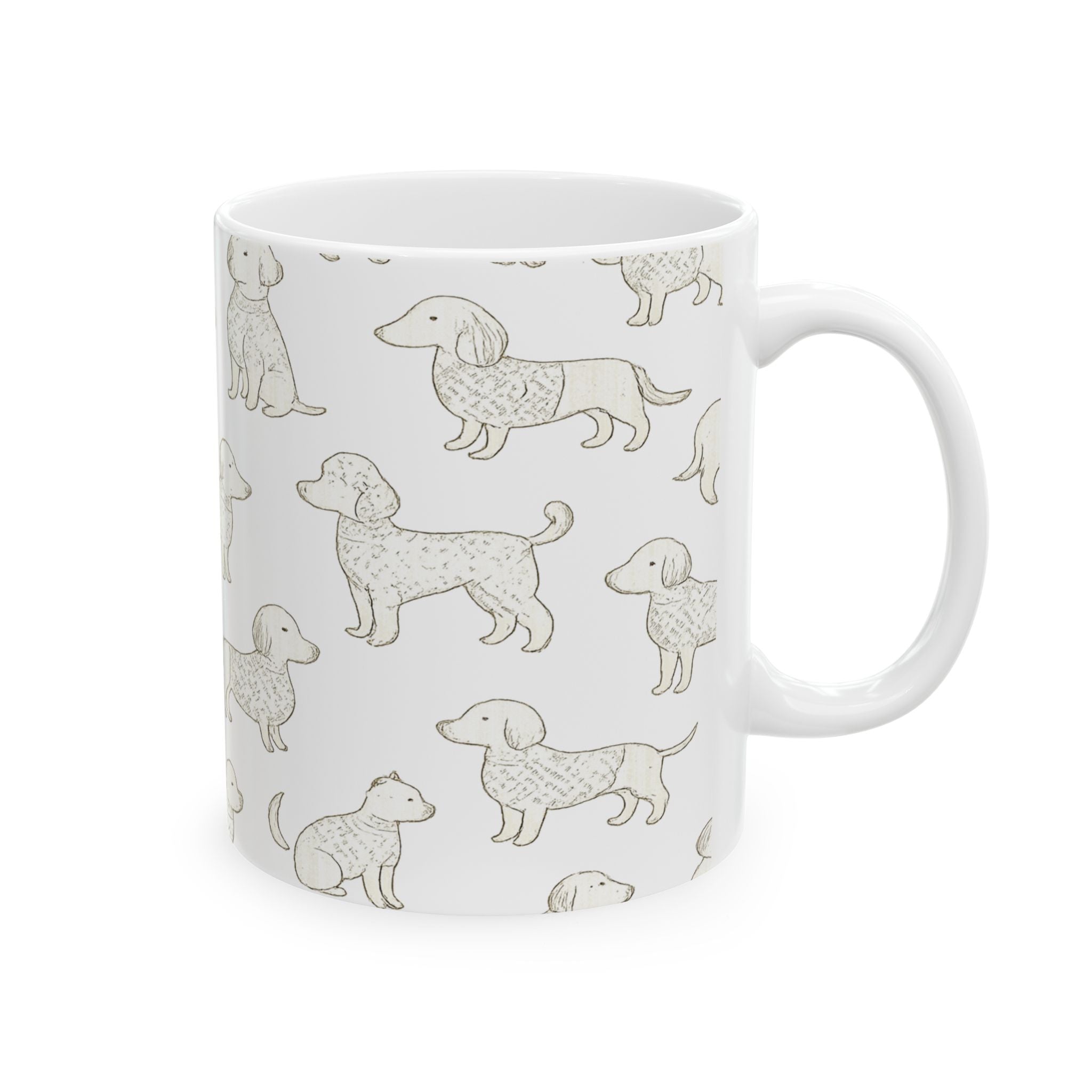 Delicate Dogs In Sweaters Full Wrap Coffee Mug | Dogs Gift | Ceramic Mug