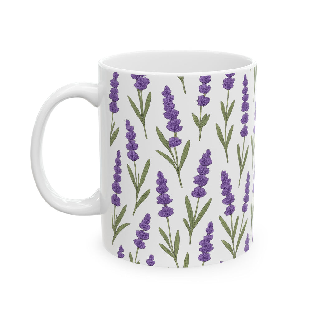 Botanical Lavender Sprigs Full Wrap Coffee Mug | Flowers Gift | Ceramic Mug
