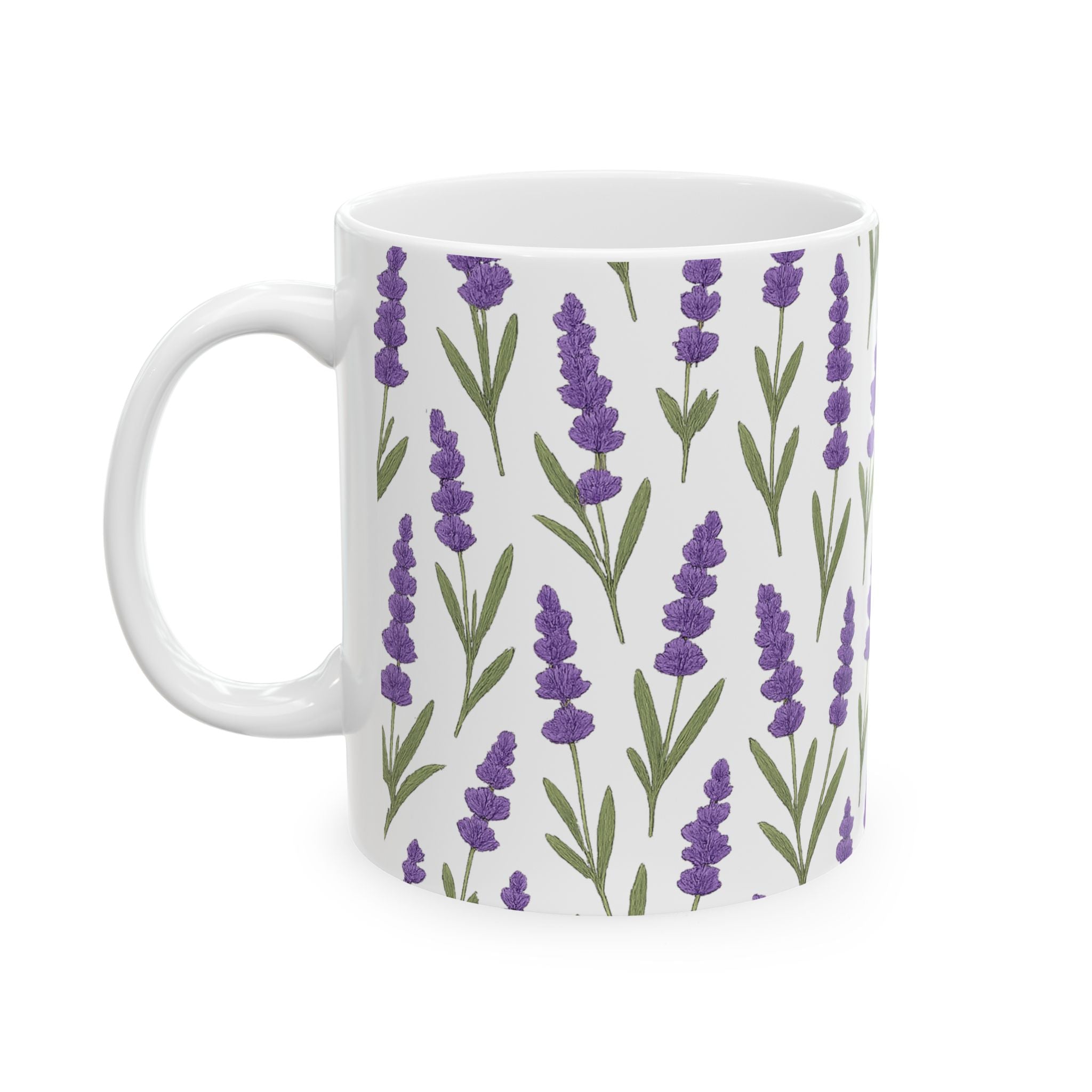 Botanical Lavender Sprigs Full Wrap Coffee Mug | Flowers Gift | Ceramic Mug
