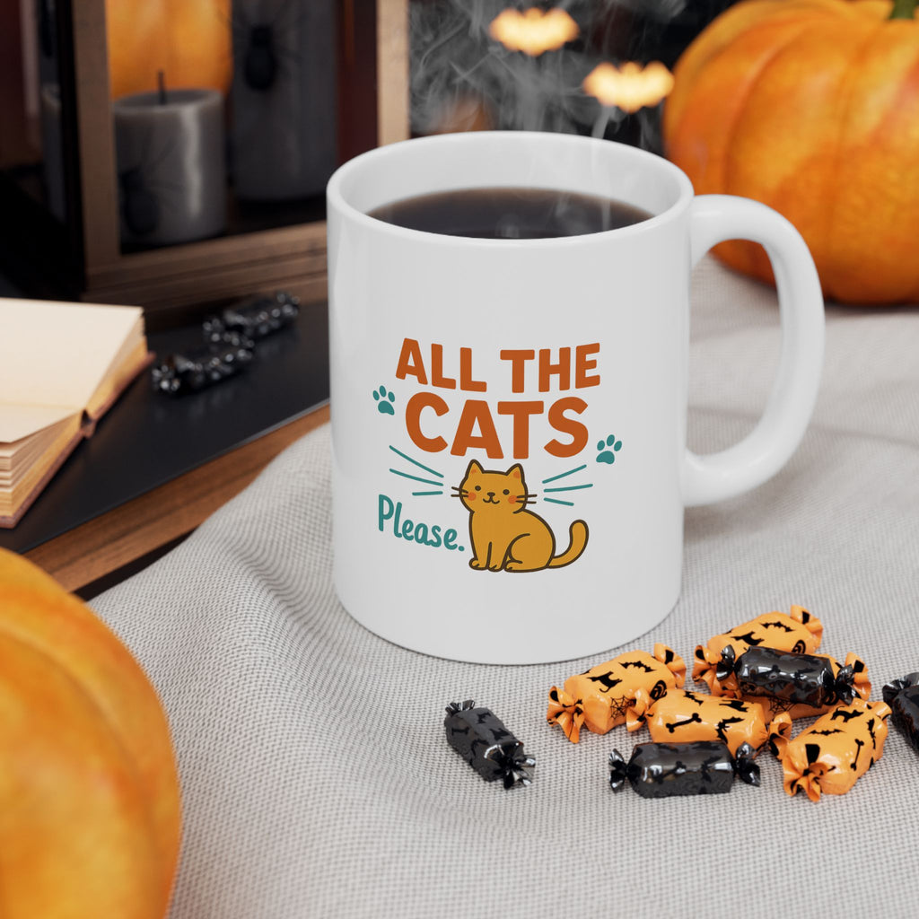 Fur Covered And Feline Outnumbered Coffee Mug | Multi Cat Mom Humor | Ceramic Mug