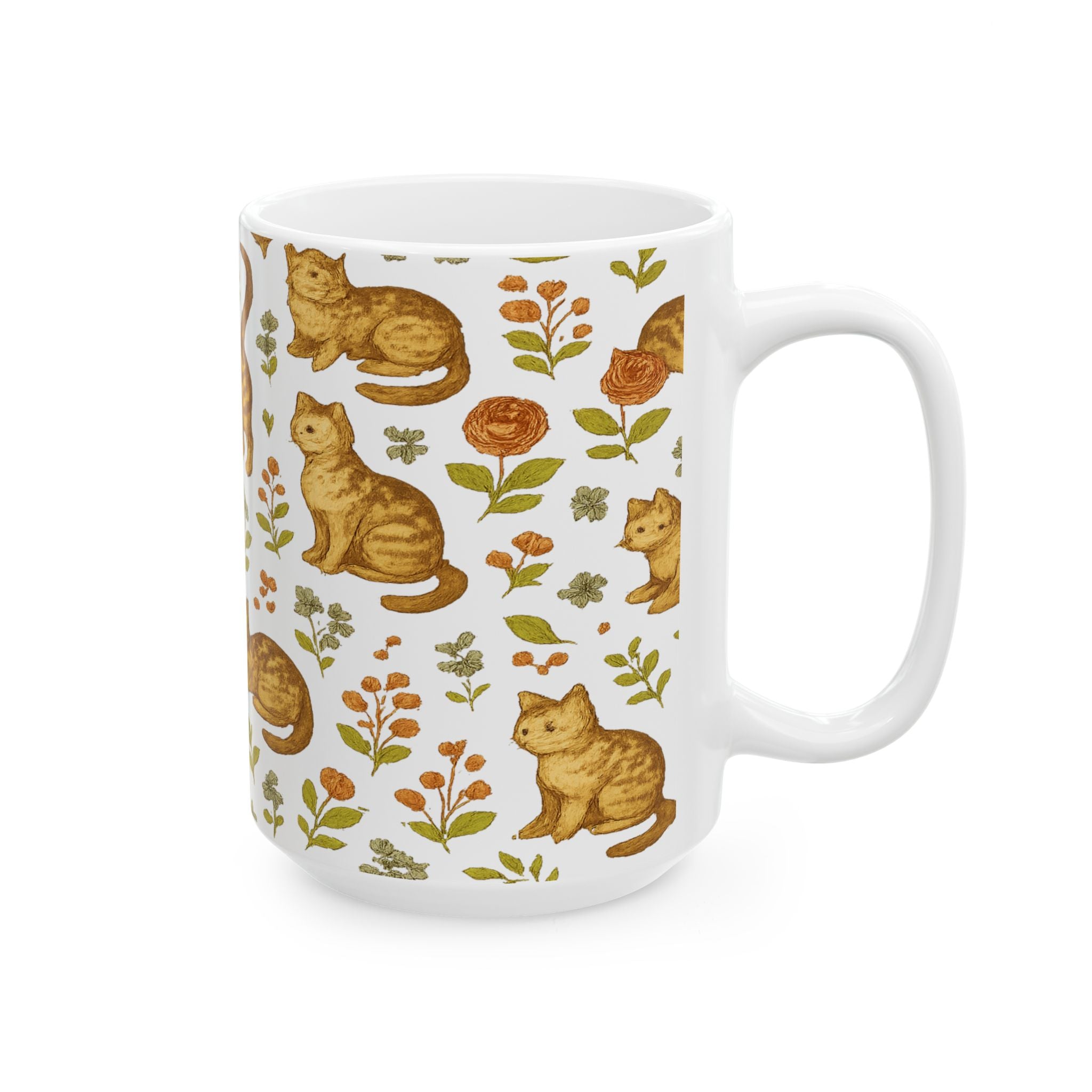 Vintage Playful Cats Full Wrap Coffee Mug | Cats Gift | Ceramic Mug