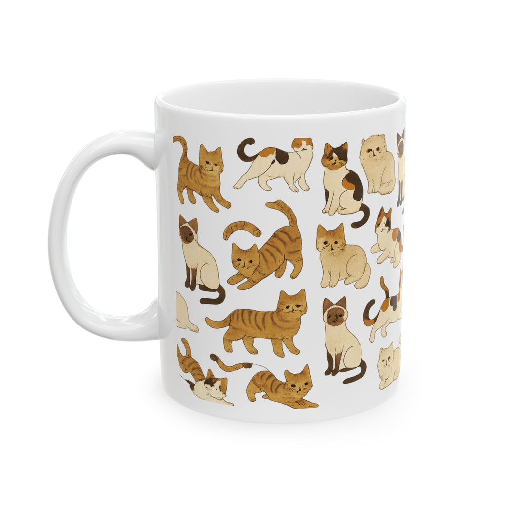 Cat Breeds Collection Pattern Coffee Mug | Cat Lover Gift | Ceramic Mug