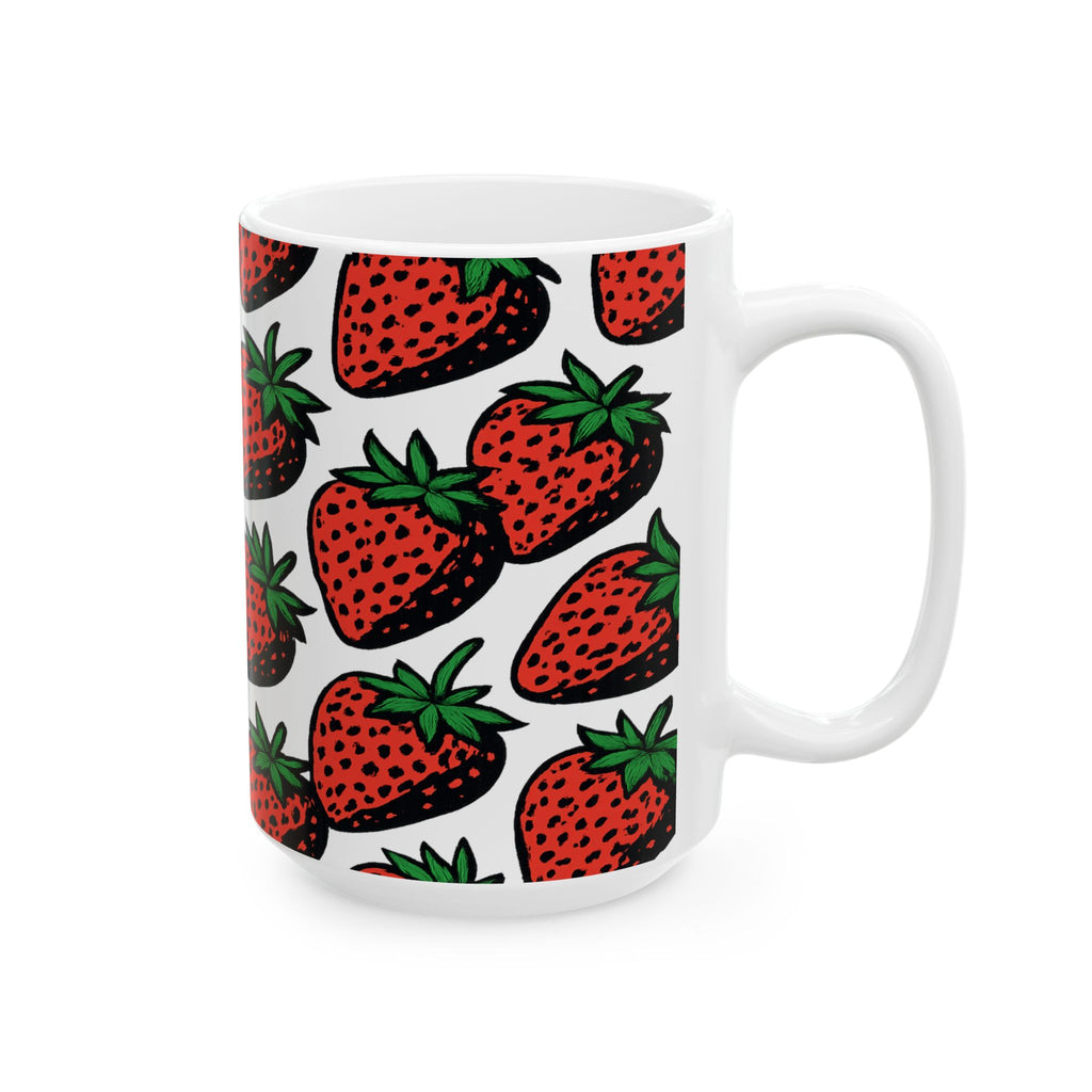 Bold Strawberries Full Wrap Coffee Mug | Fruit Gift | Ceramic Mug