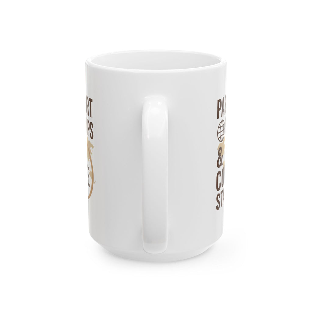 Travel Addict Passport Stamps And Coffee Stains Coffee Mug | Coffee Lover Gift | Ceramic Mug