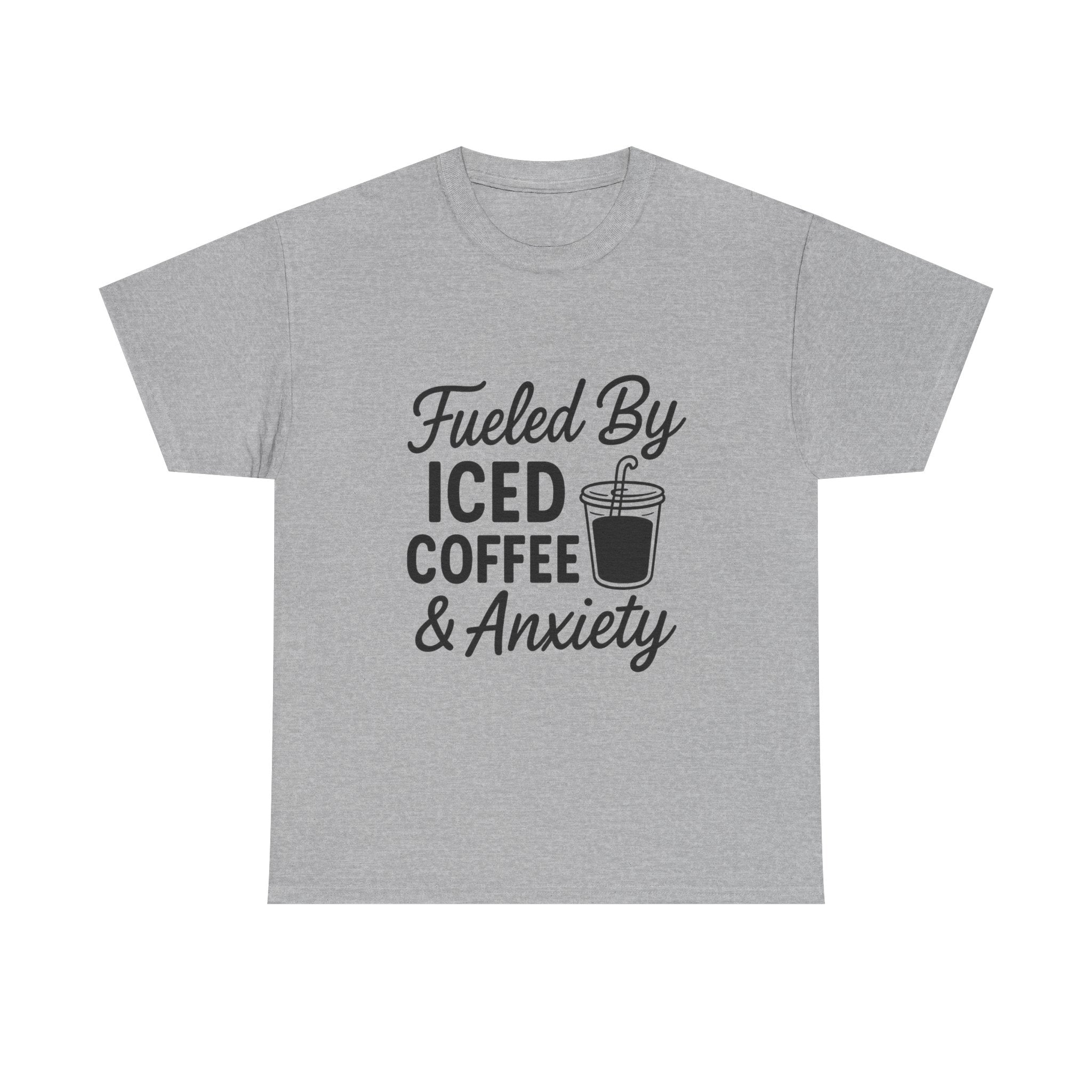 Fueled By Iced Coffee And Anxiety T-Shirt | Coffee Lover Gift | Graphic Tee