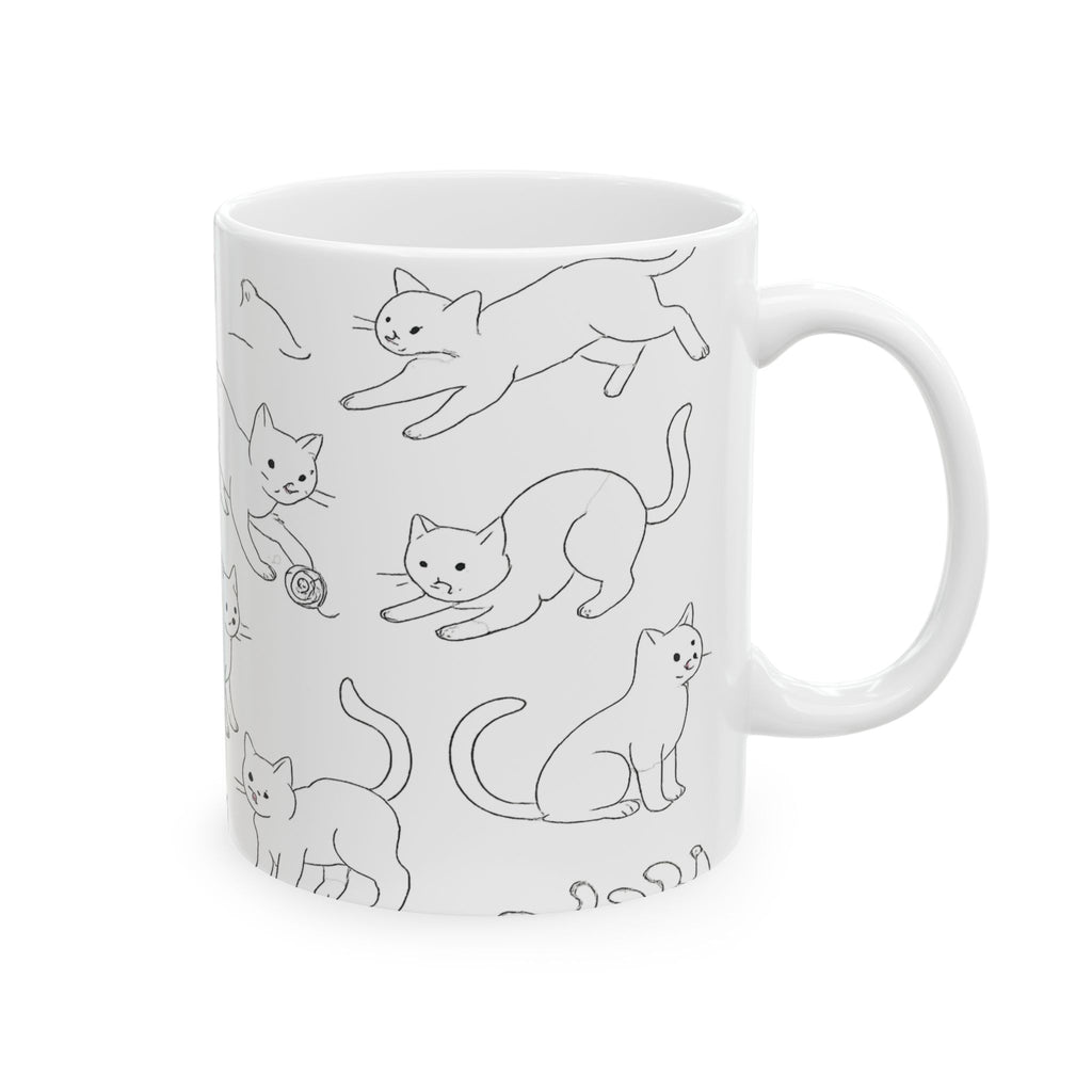 Delicate Playful Cats Full Wrap Coffee Mug | Cats Gift | Ceramic Mug